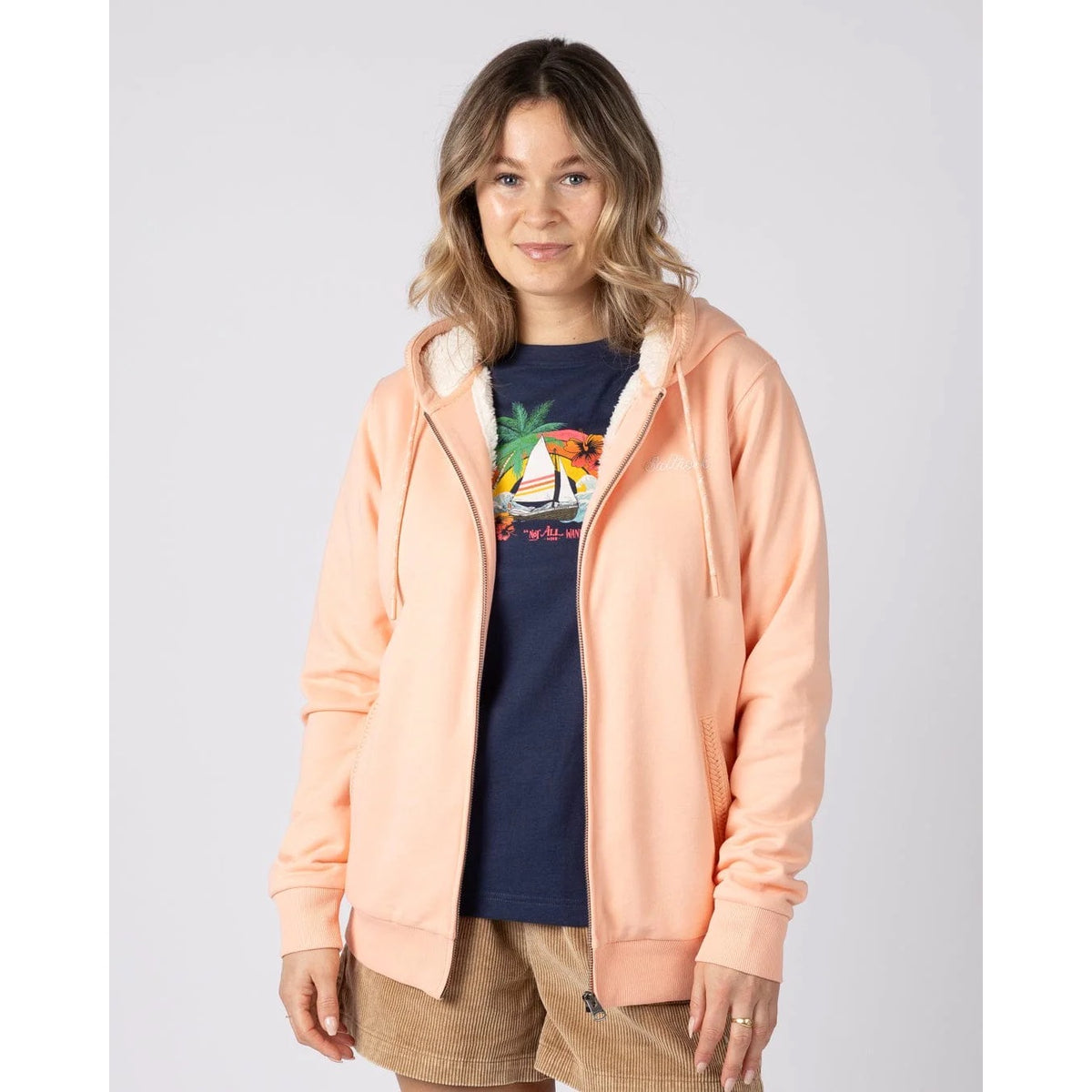 Saltrock Womens Tamsin Borg Lined Zip Hoodie Clothing UK8 / Antique Pink,UK10 / Antique Pink,UK12 / Antique Pink,UK14 / Antique Pink,UK16 / Antique Pink