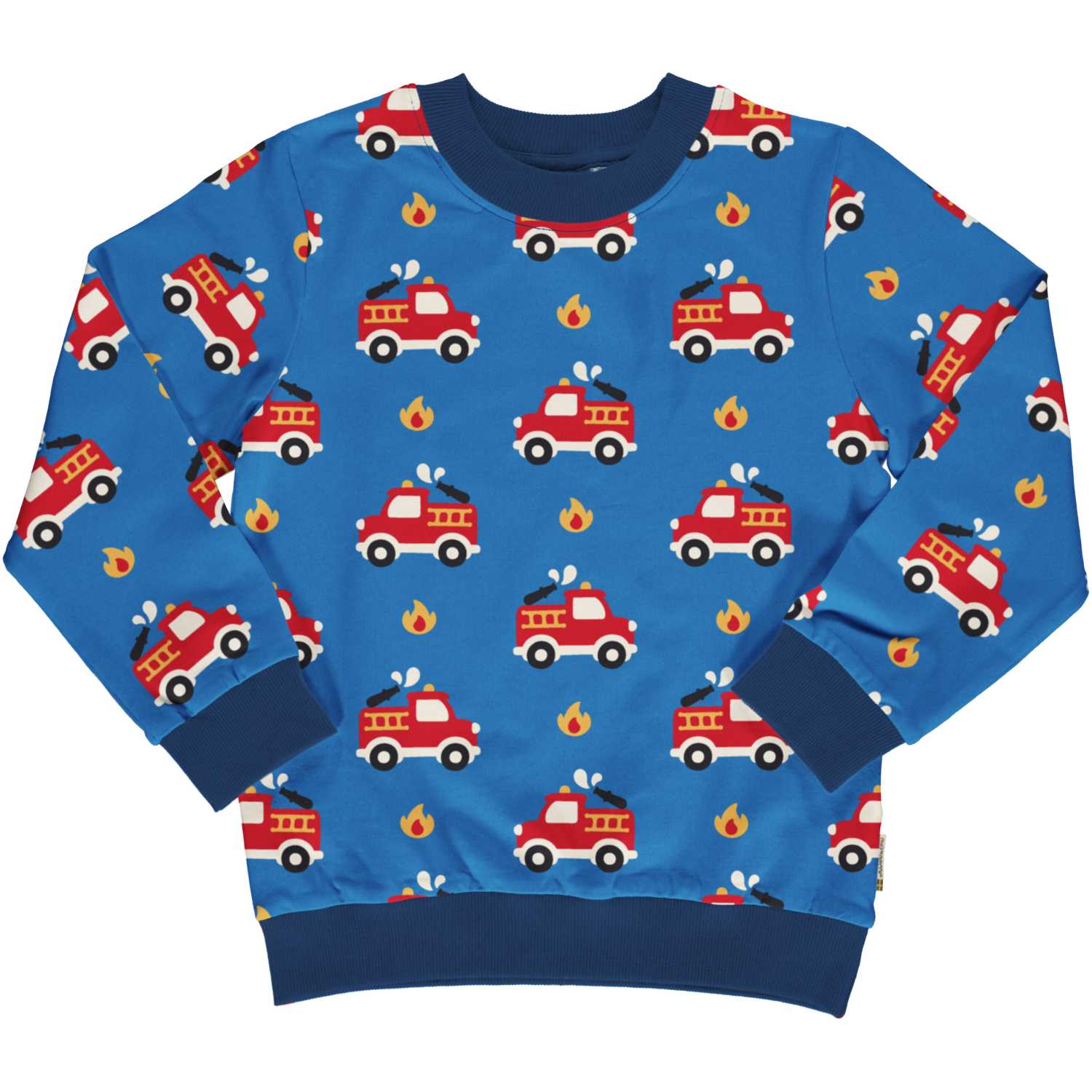 Maxomorra Fire Trucks Sweatshirt Aw24 Blue Clothing 2-3YRS / Blue,3-4YRS / Blue,4-5YRS / Blue,5-6YRS / Blue