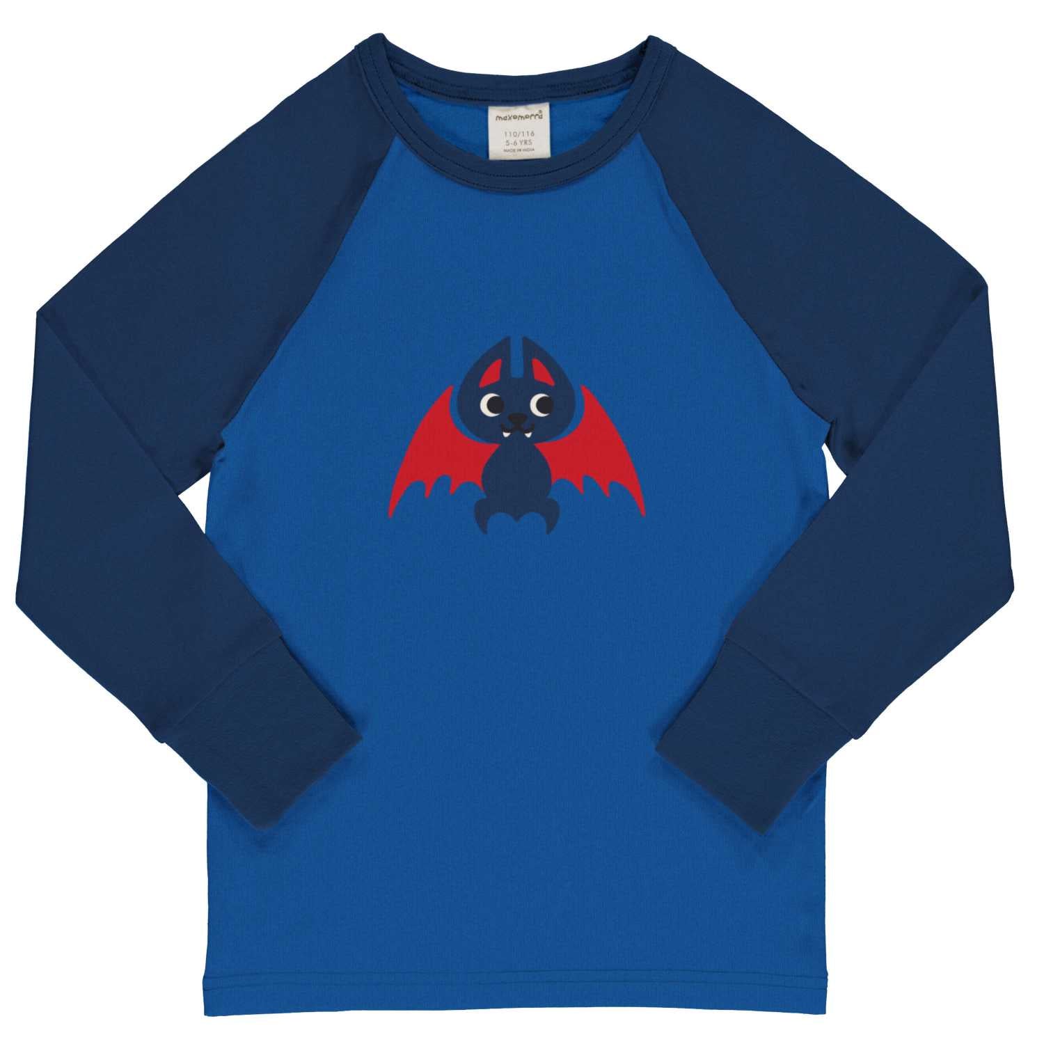 Maxomorra Bat Ls Raglan Top Aw24 Clothing 3-4YRS / Blue,4-5YRS / Blue,5-6YRS / Blue,7-8YRS / Blue