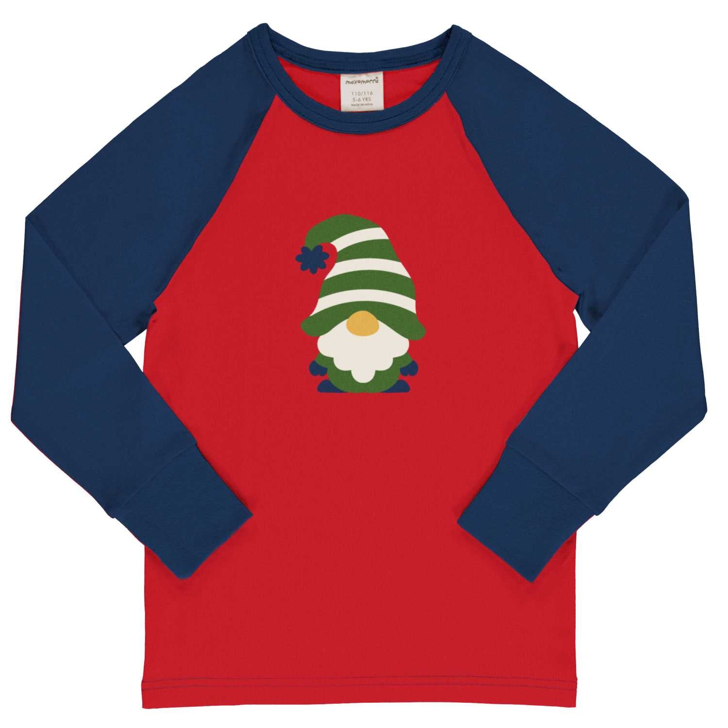 Maxomorra Swedish Santa Ls Raglan Top Clothing 3-4YRS / Red,4-5YRS / Red,5-6YRS / Red,7-8YRS / Red