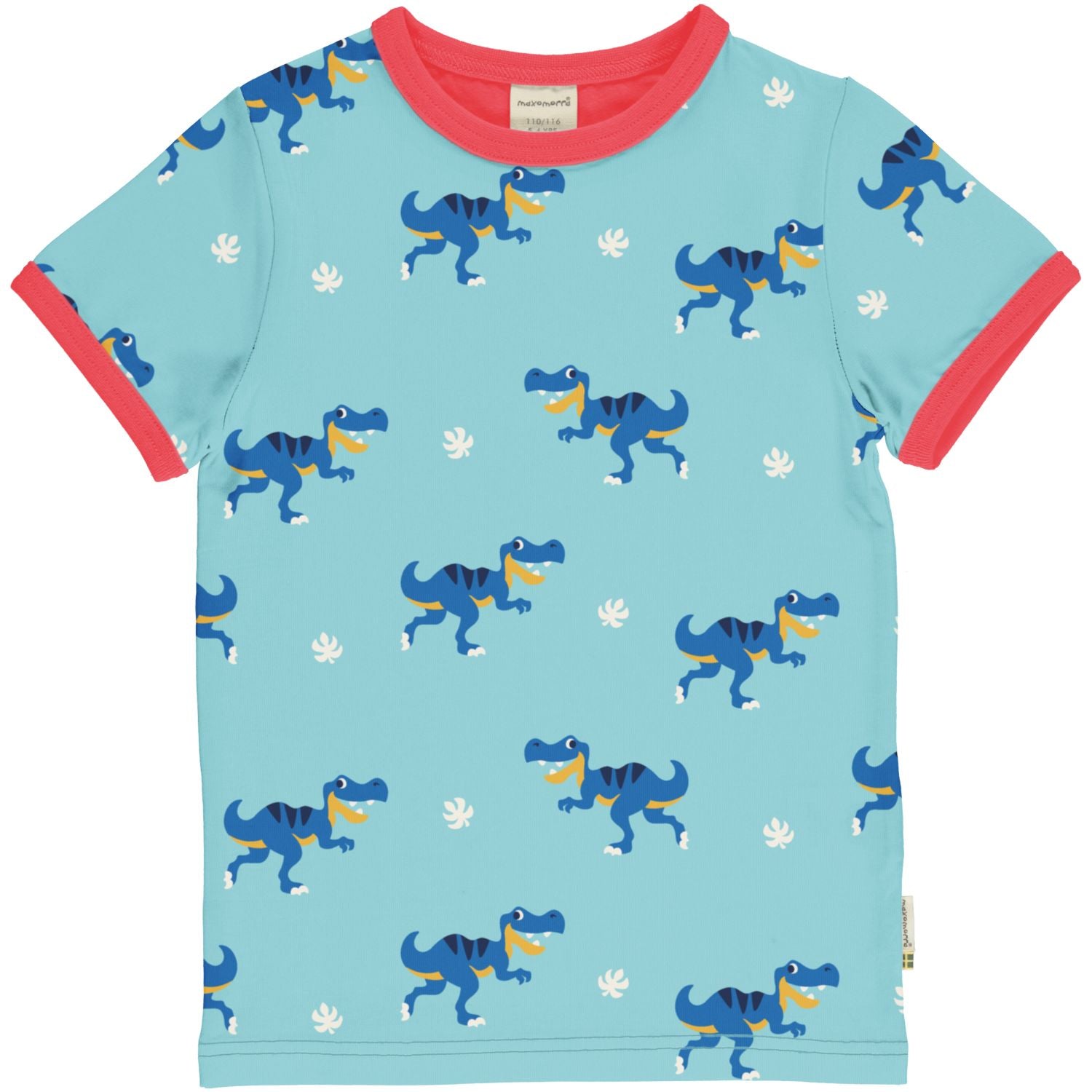 Maxomorra Dino Printed T-Shirt Ss25 Clothing 3-4YRS / Blue,5-6YRS / Blue,7-8YRS / Blue