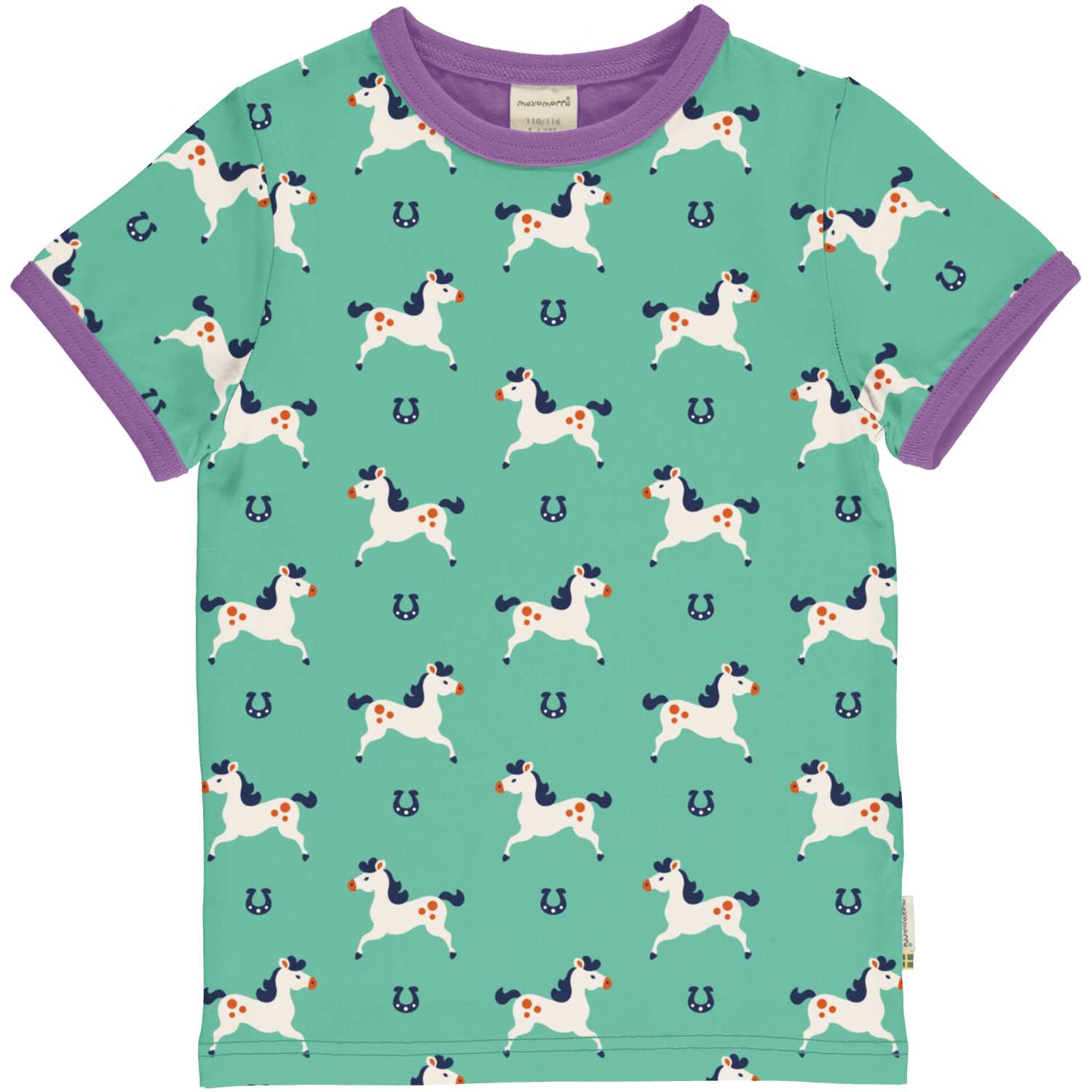 Maxomorra Horse Aop Printed T-Shirt Ss24 Clothing 3-4YRS / Green,5-6YRS / Green,7-8YRS / Green,1-2 YRS / Green