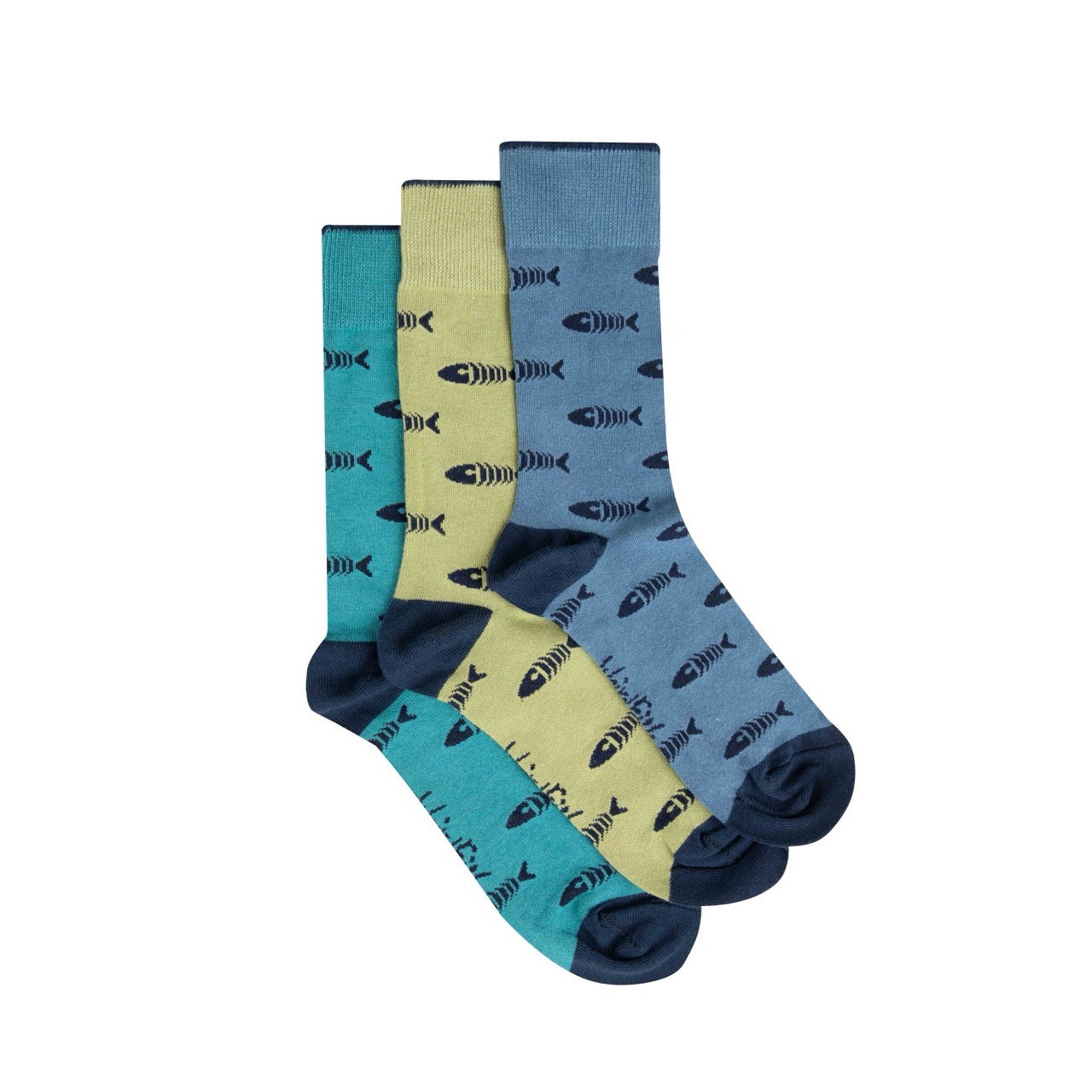 Weird Fish Mens 3 Pack Socks Ronan Bones 202522 Teal Clothing UK7-11 / Multi