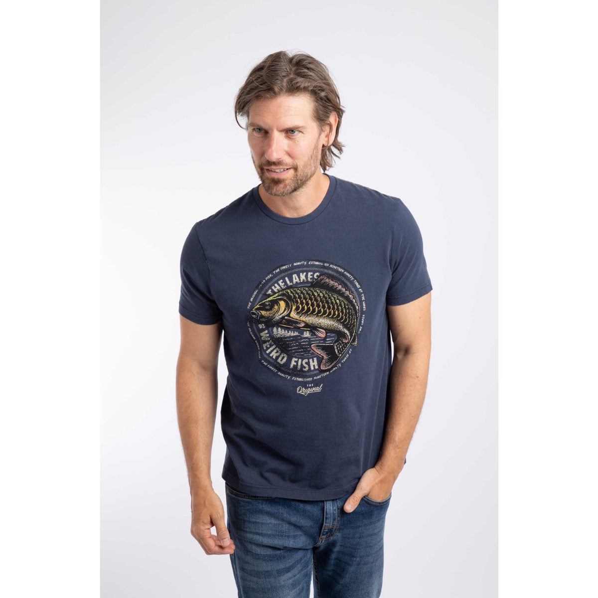 Weird Fish Mens Carpe Heritage T-Shirt 204363 Navy Clothing S / Navy,M / Navy,L / Navy,XL / Navy
