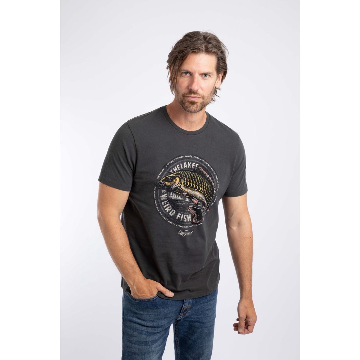 Weird Fish Mens Carpe Heritage T-Shirt 204363 Washed Black Clothing S / Charcoal,M / Charcoal,L / Charcoal,XL / Charcoal