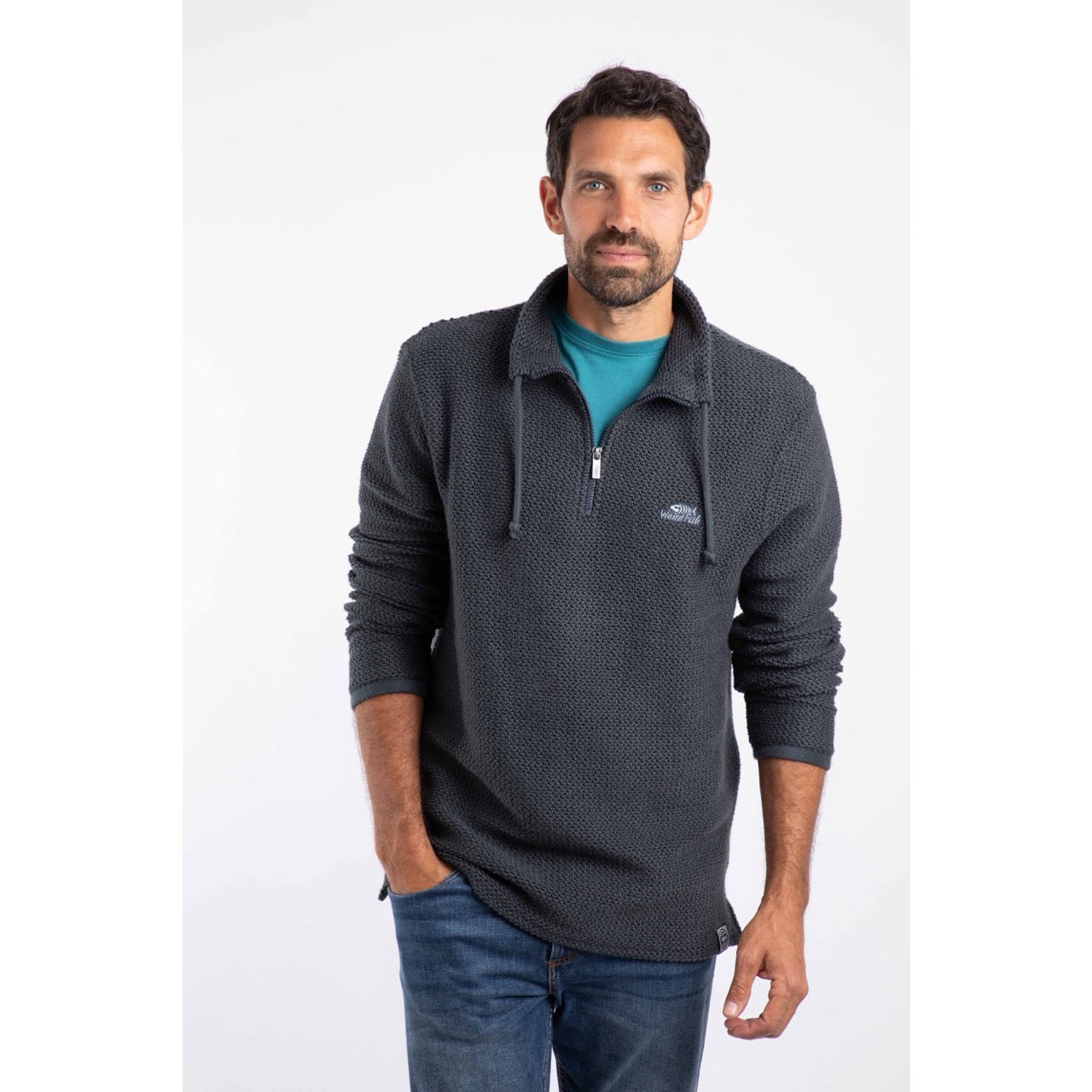 Weird Fish Mens Cruiser Quarter Zip Macaroni 202858 Navy Clothing S / Navy,M / Navy,L / Navy,XL / Navy