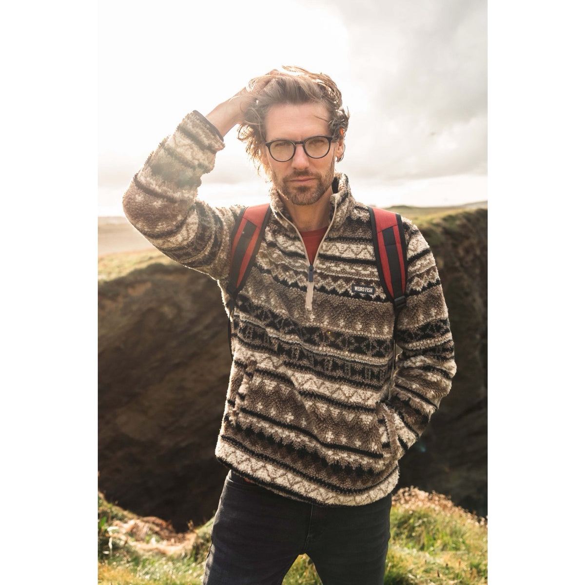 Weird Fish Mens Nash Jacquard Borg Fleece 204359 Natural Clothing M / Natural,L / Natural,XL / Natural