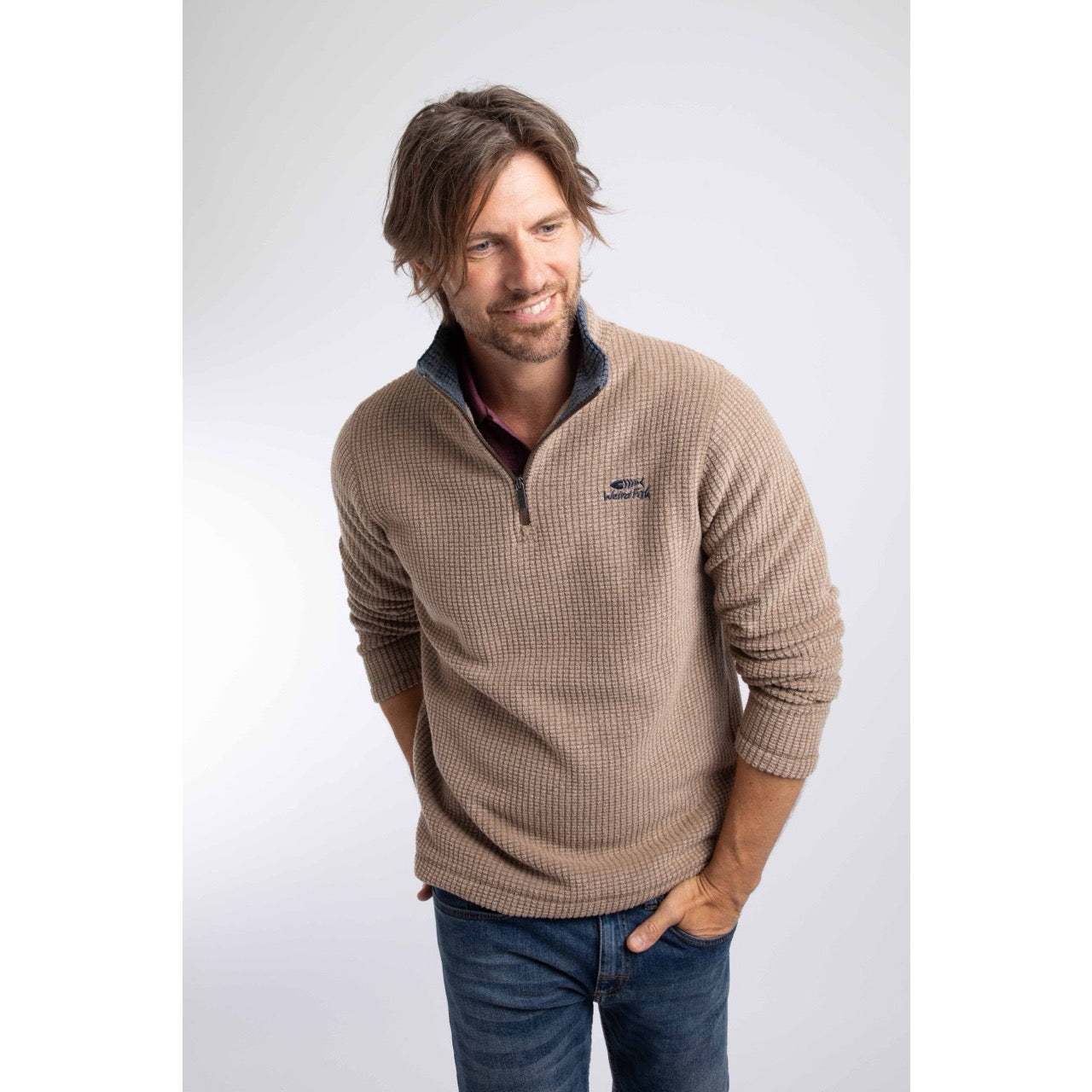 Weird Fish Mens Newark Grid Fleece 19102 Cola Clothing S / Taupe,M / Taupe,L / Taupe,XL / Taupe