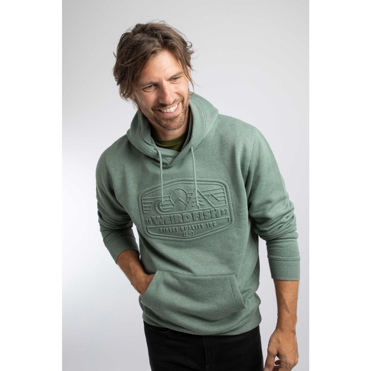 Weird Fish Mens Perranporth Hoodie 204388 Green Clothing S / Green,M / Green,L / Green,XL / Green