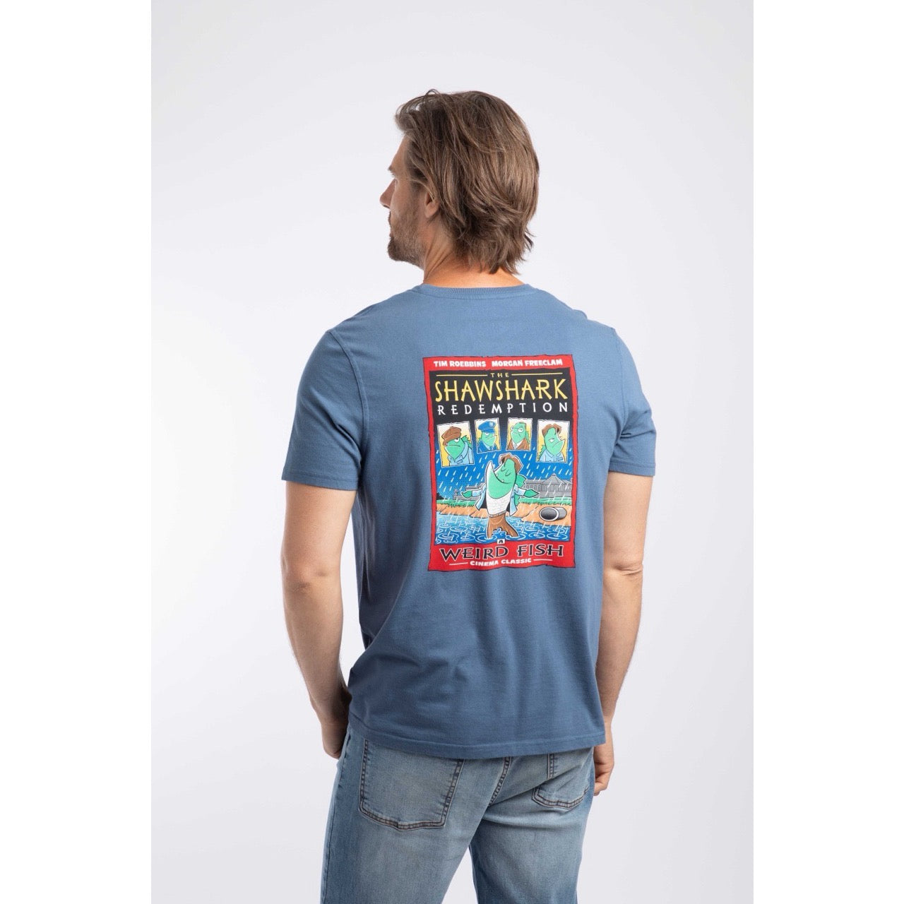 Weird Fish Mens Shawshark Redemption T-Shirt 204374 Blue Clothing S / Blue,M / Blue,L / Blue,XL / Blue