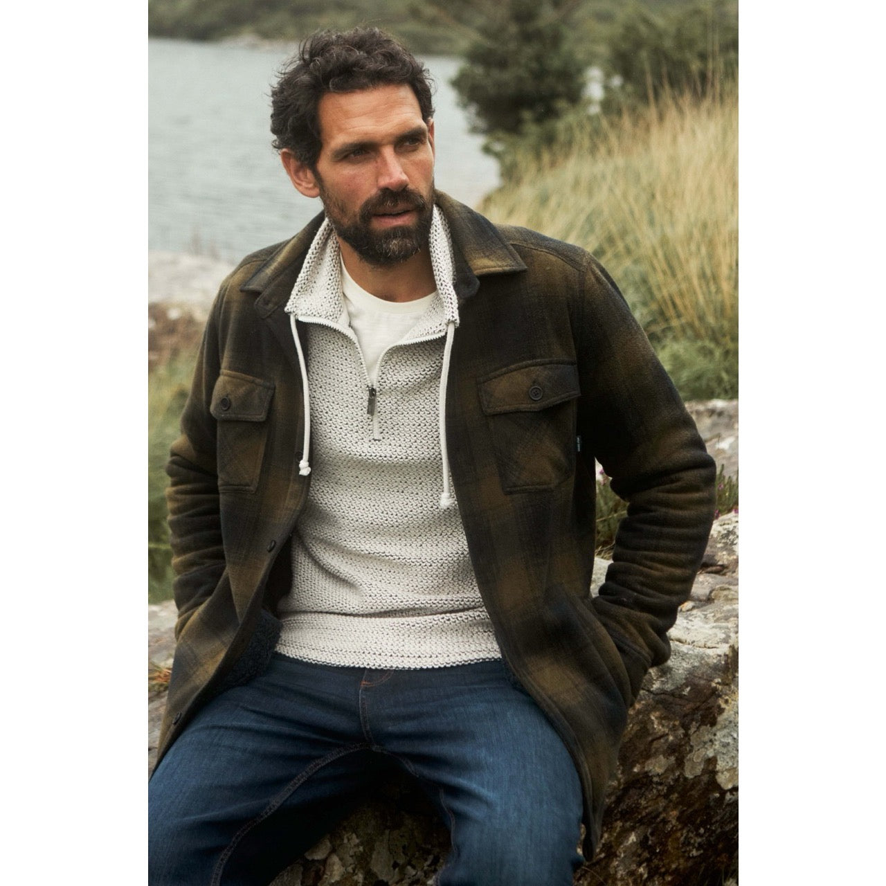 Weird Fish Mens Tyburn Check Fleece Shacket 204351 Olive Clothing S / Olive,M / Olive,L / Olive,XL / Olive