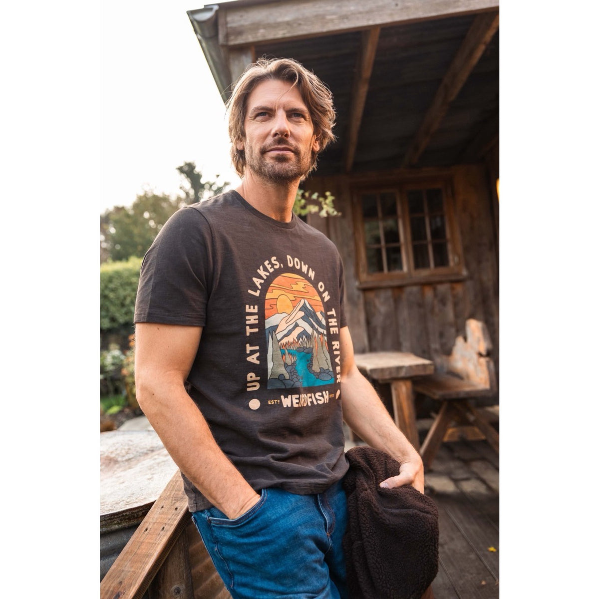 Weird Fish Mens Up The Lakes T-Shirt Chocolate Clothing S / Chocolate,M / Chocolate,L / Chocolate,XL / Chocolate