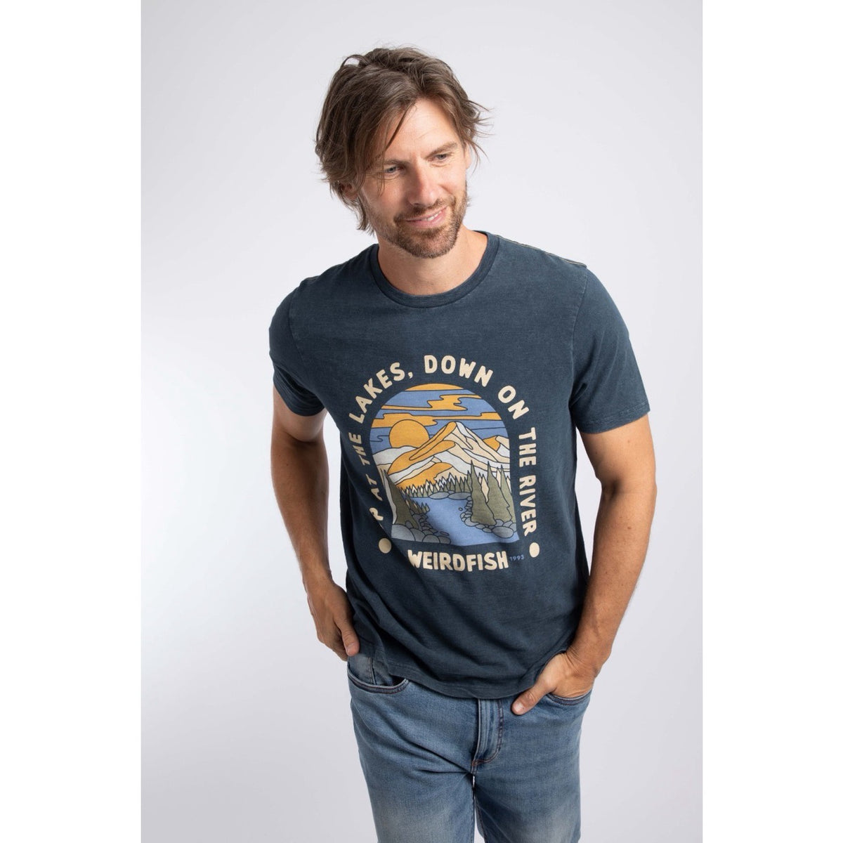 Weird Fish Mens Up The Lakes T-Shirt Navy Clothing S / Navy,M / Navy,L / Navy,XL / Navy