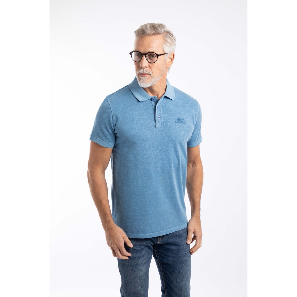 Weirdfish Mens Indy Polo Shirt 204016 Washed Blue