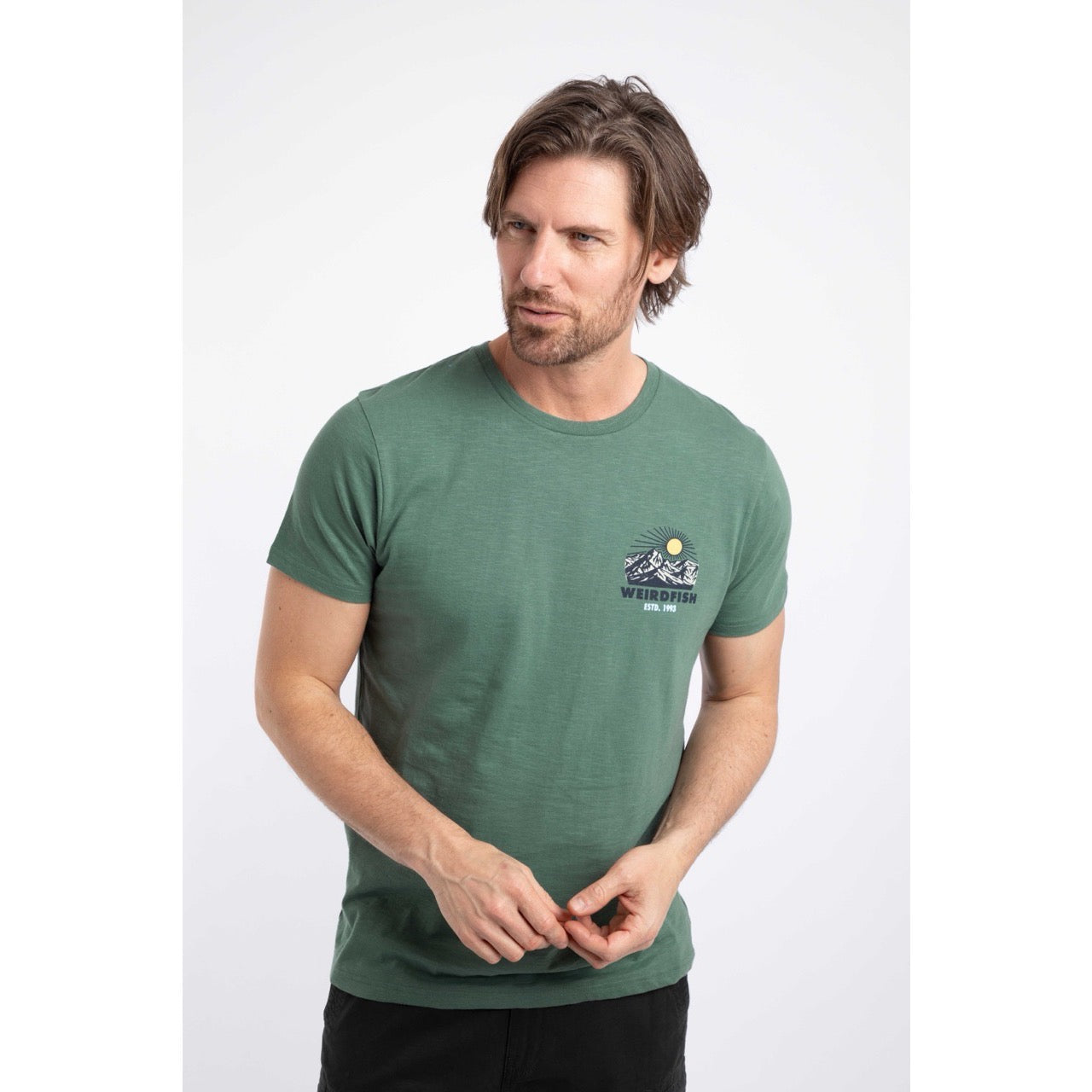 Weirdfish Mens Lake District T-Shirt 204034 Dusky Green