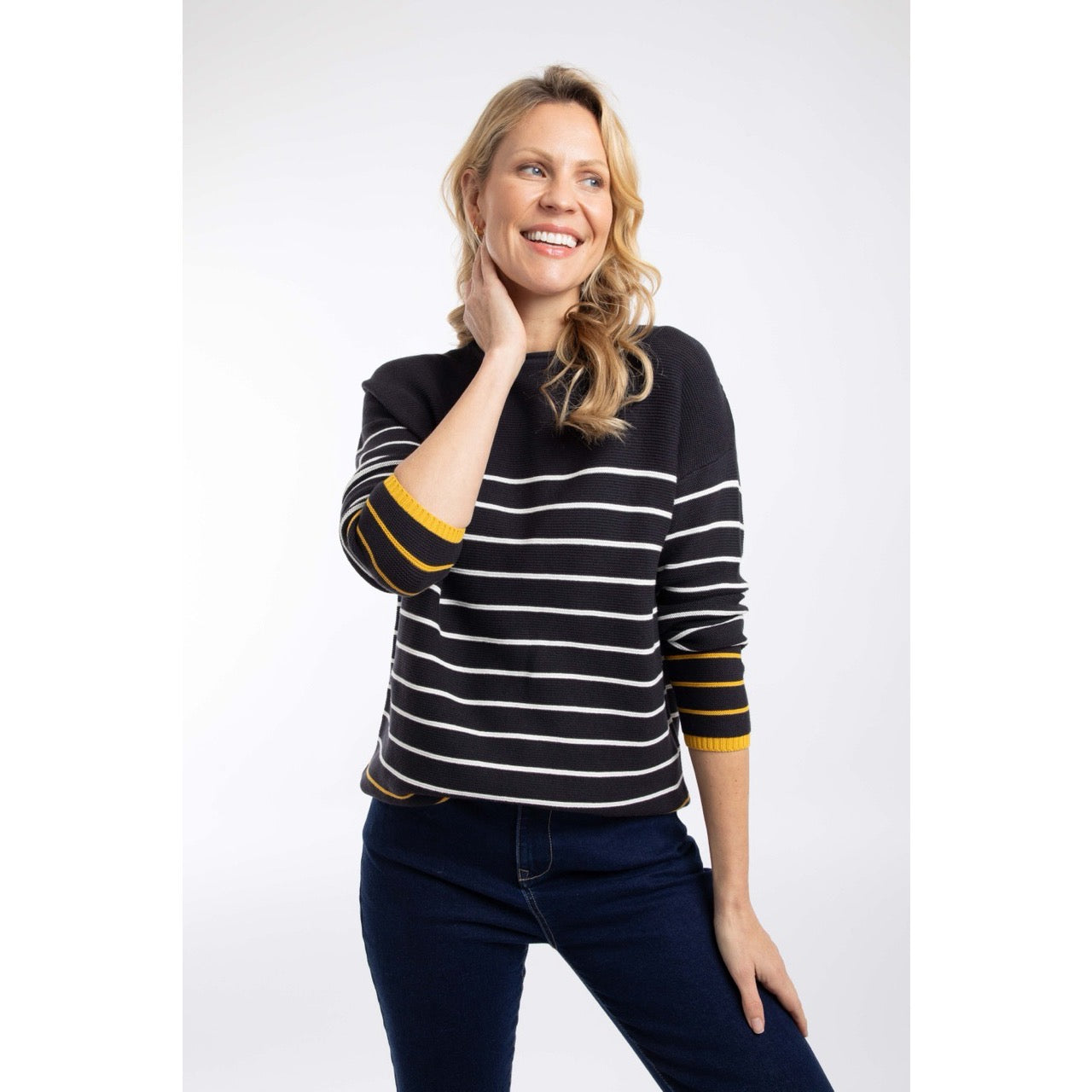 Weirdfish Women Sutton Stripe Jumper 204039 Navy