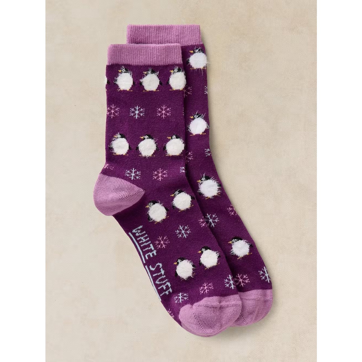 White Stuff Fluffy Penguin Socks 447491 Clothing UK3-5 / Purple,UK6-8 / Purple