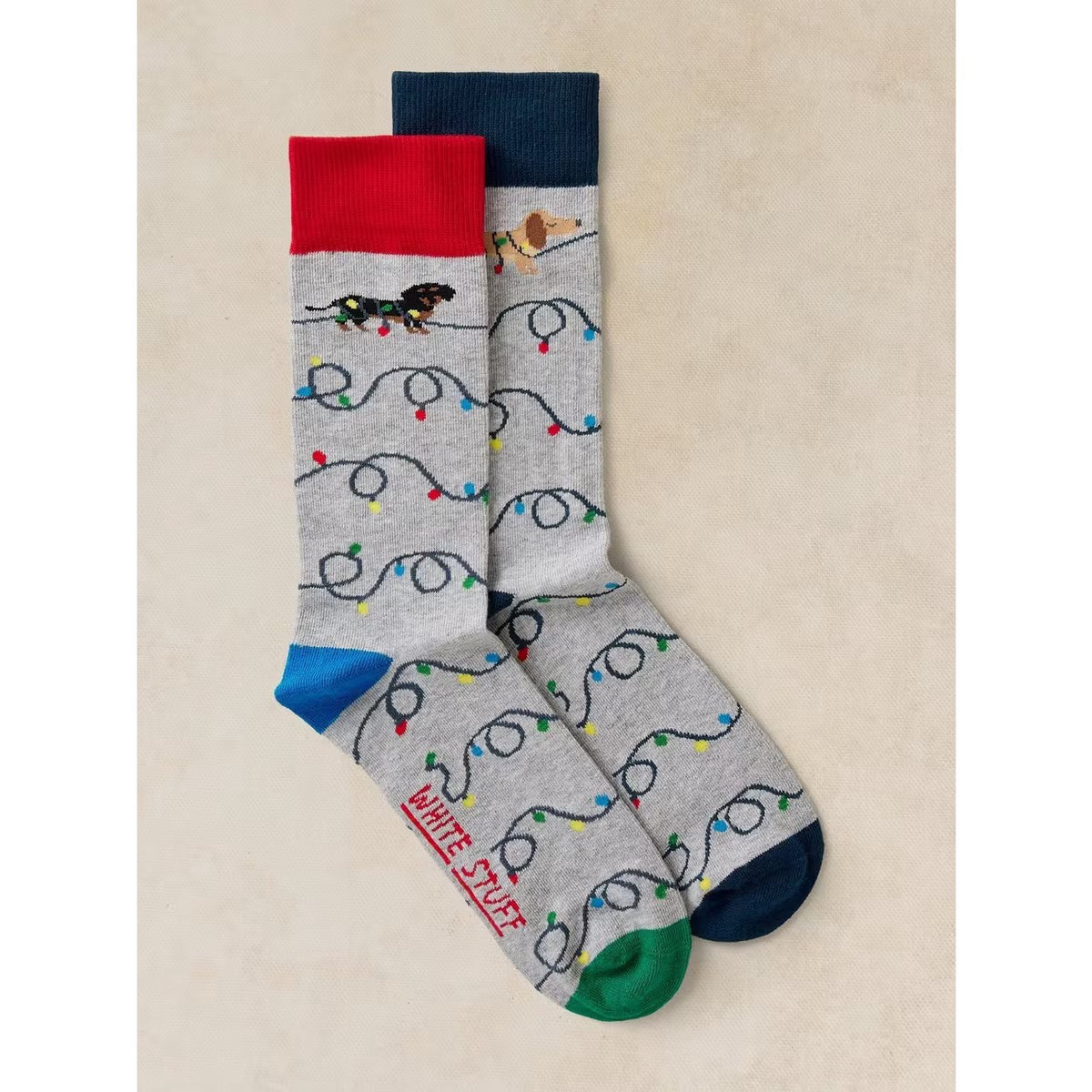 White Stuff Mens 2 Pack Socks 447517 Christmas Dog Clothing UK7-9 / Grey,UK10-12 / Grey