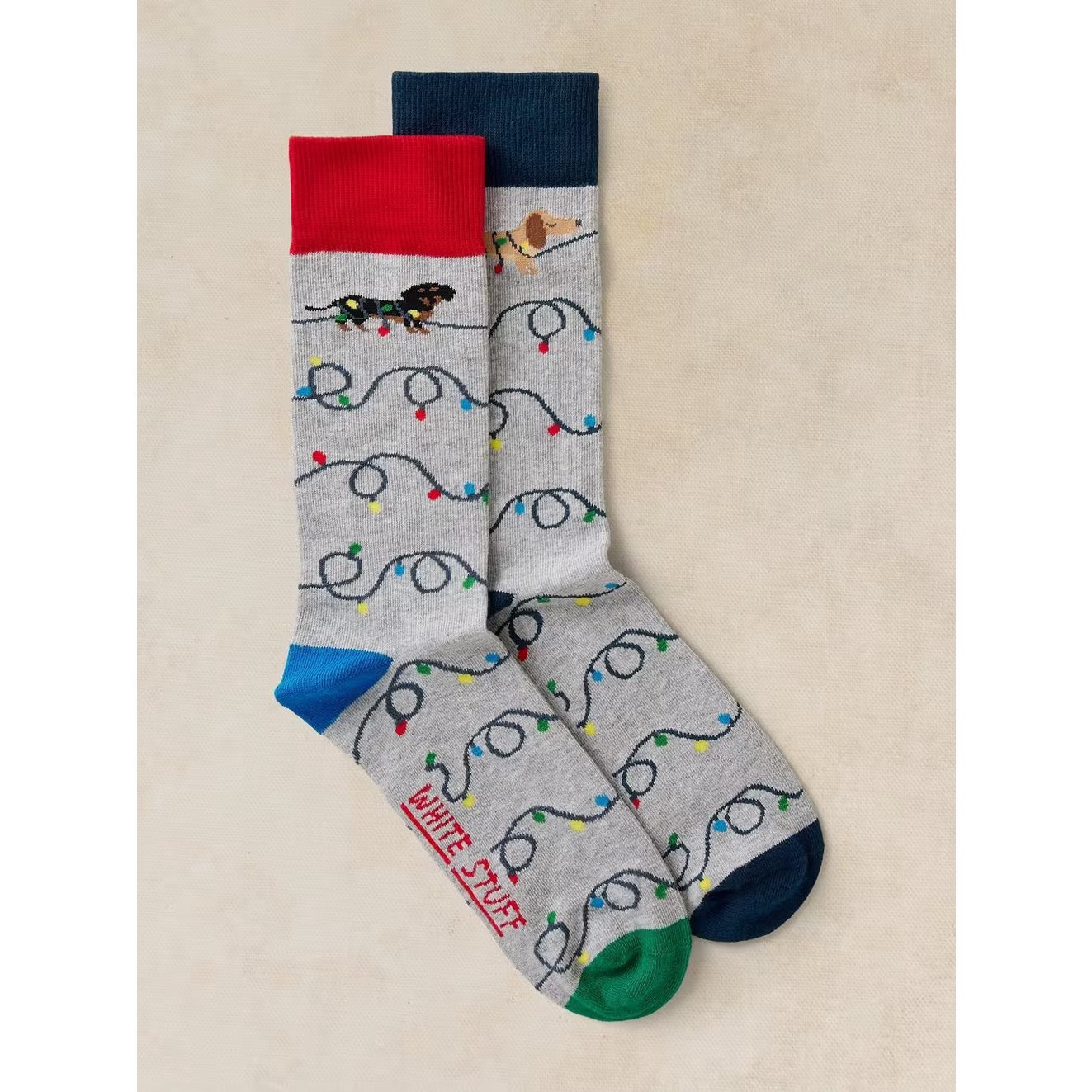 White Stuff Mens 2 Pack Socks 447517 Christmas Dog Clothing UK7-9 / Grey,UK10-12 / Grey