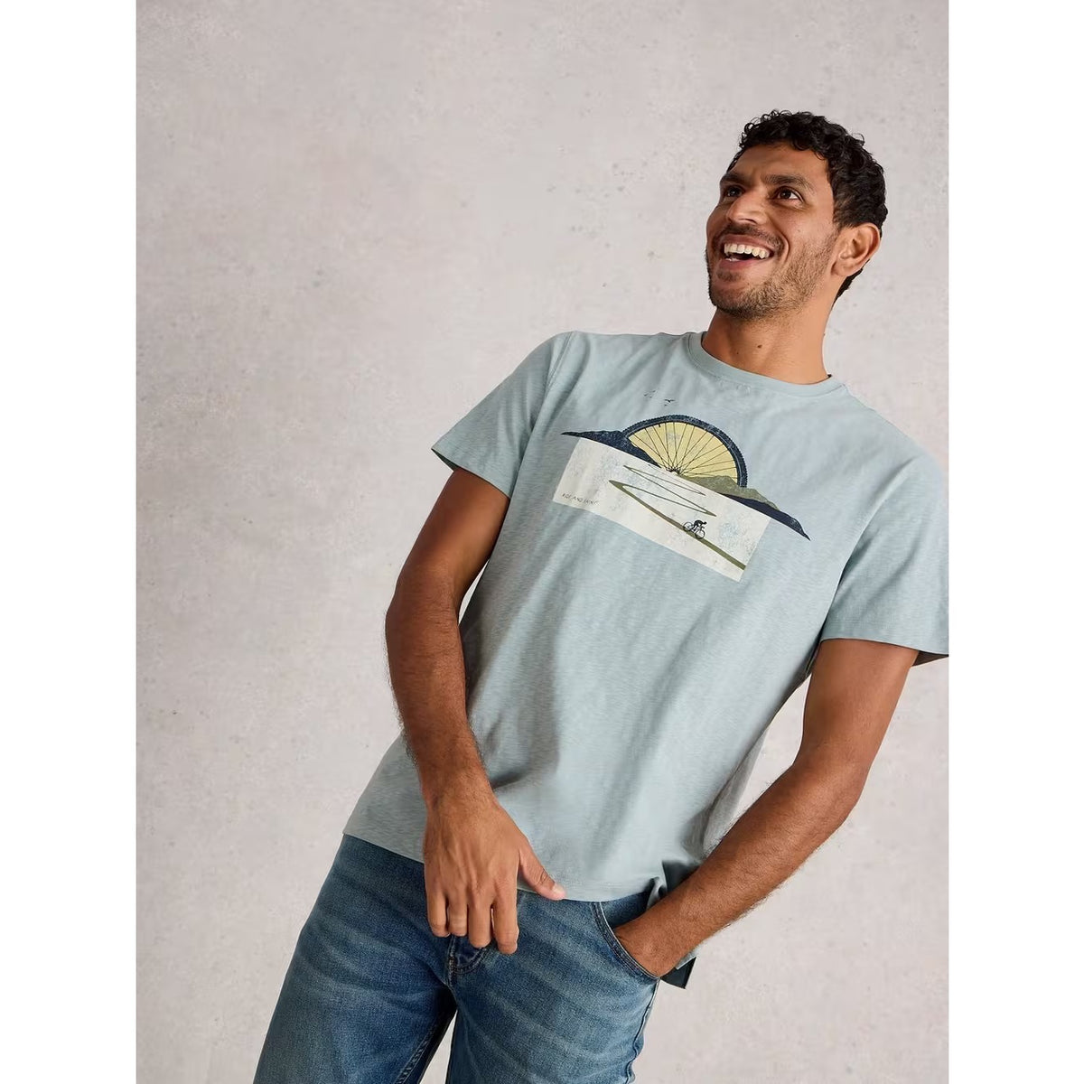 White Stuff Mens Abersoch Bike Sun T-Shirt 444247 Clothing S / Blue,M / Blue,L / Blue,XL / Blue,XXL / Blue