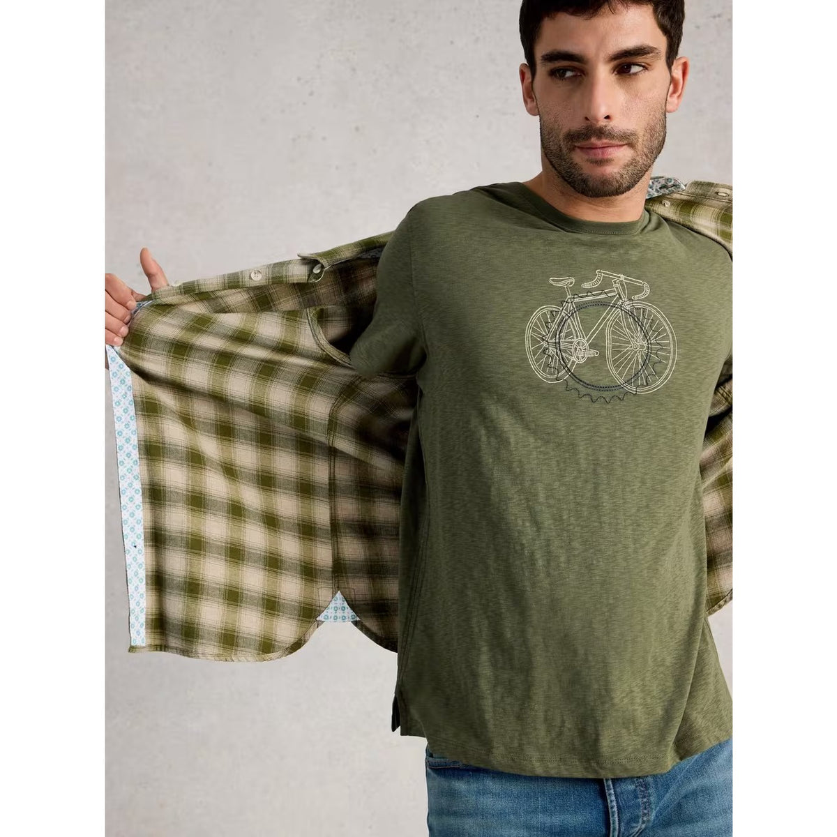 White Stuff Mens Abersoch Cogs T-Shirt 445302 Khaki