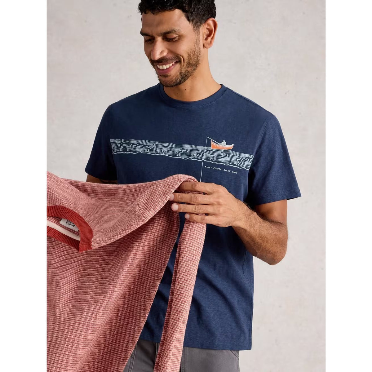 White Stuff Mens Abersoch Print T-Shirt 445309 In The Ocean Navy Clothing M / Navy,L / Navy,XL / Navy,XXL / Navy,XXXL / Navy