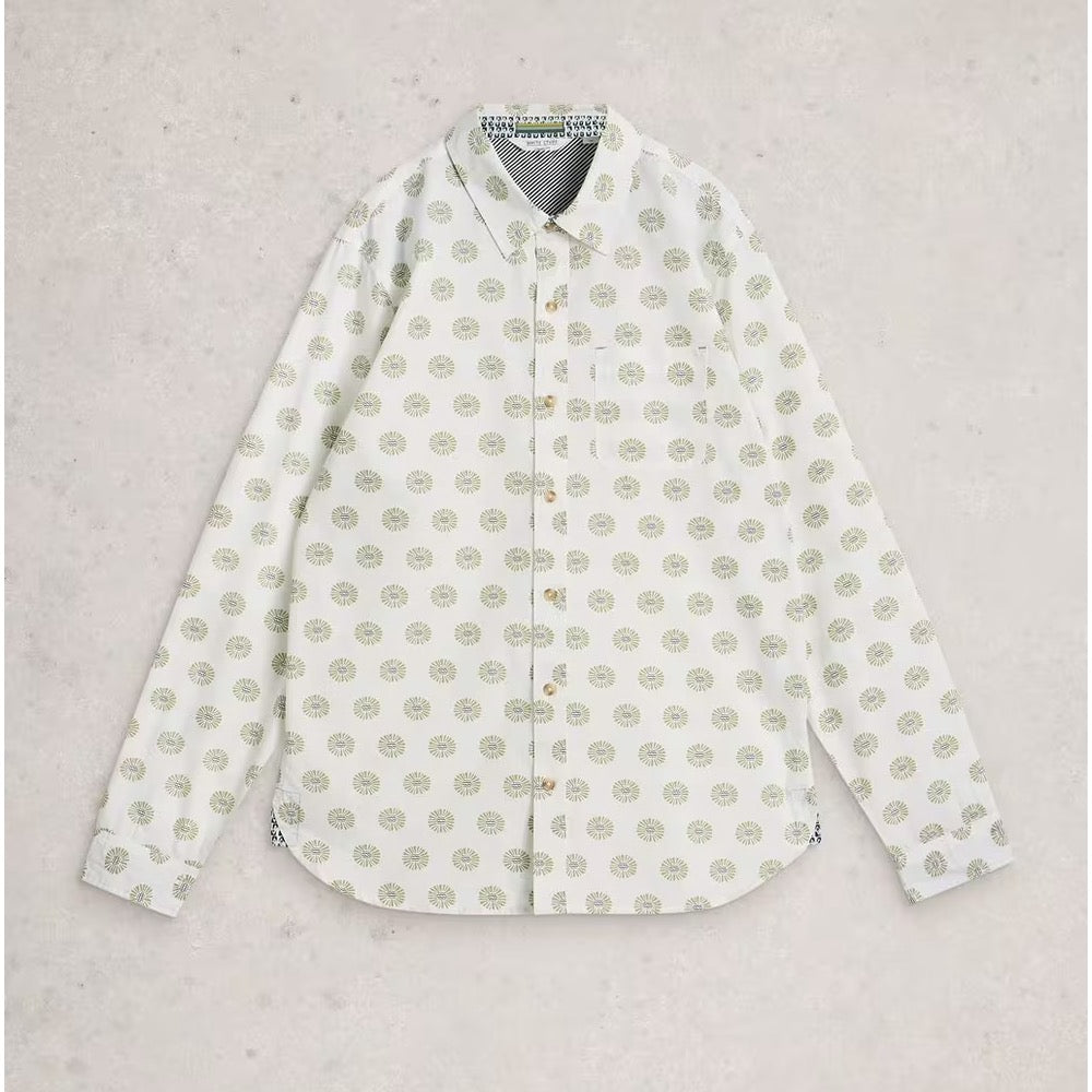 White Stuff Mens Finsbury Print Shirt 444409 White Clothing M / White,L / White,XL / White,XXL / White