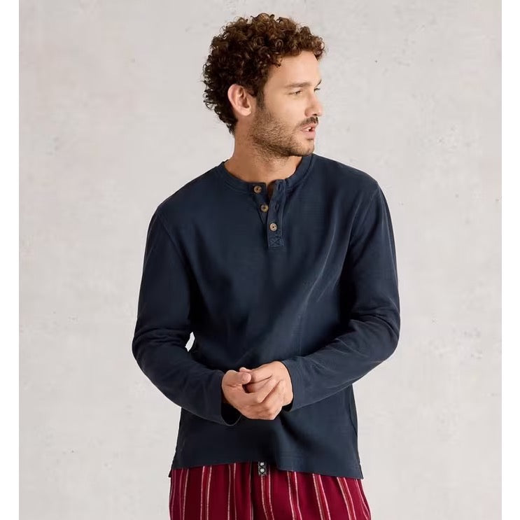 White Stuff Mens Helston Waffle Henley T-Shirt 444618 Navy Clothing M / Navy,L / Navy,XL / Navy,XXL / Navy