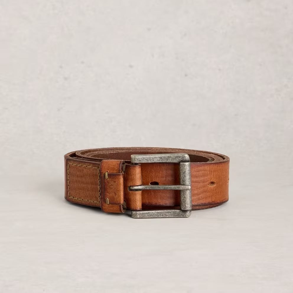 White Stuff Mens Leather Belt 445107 Mid Tan Accessories S-M / Tan,M-L / Tan