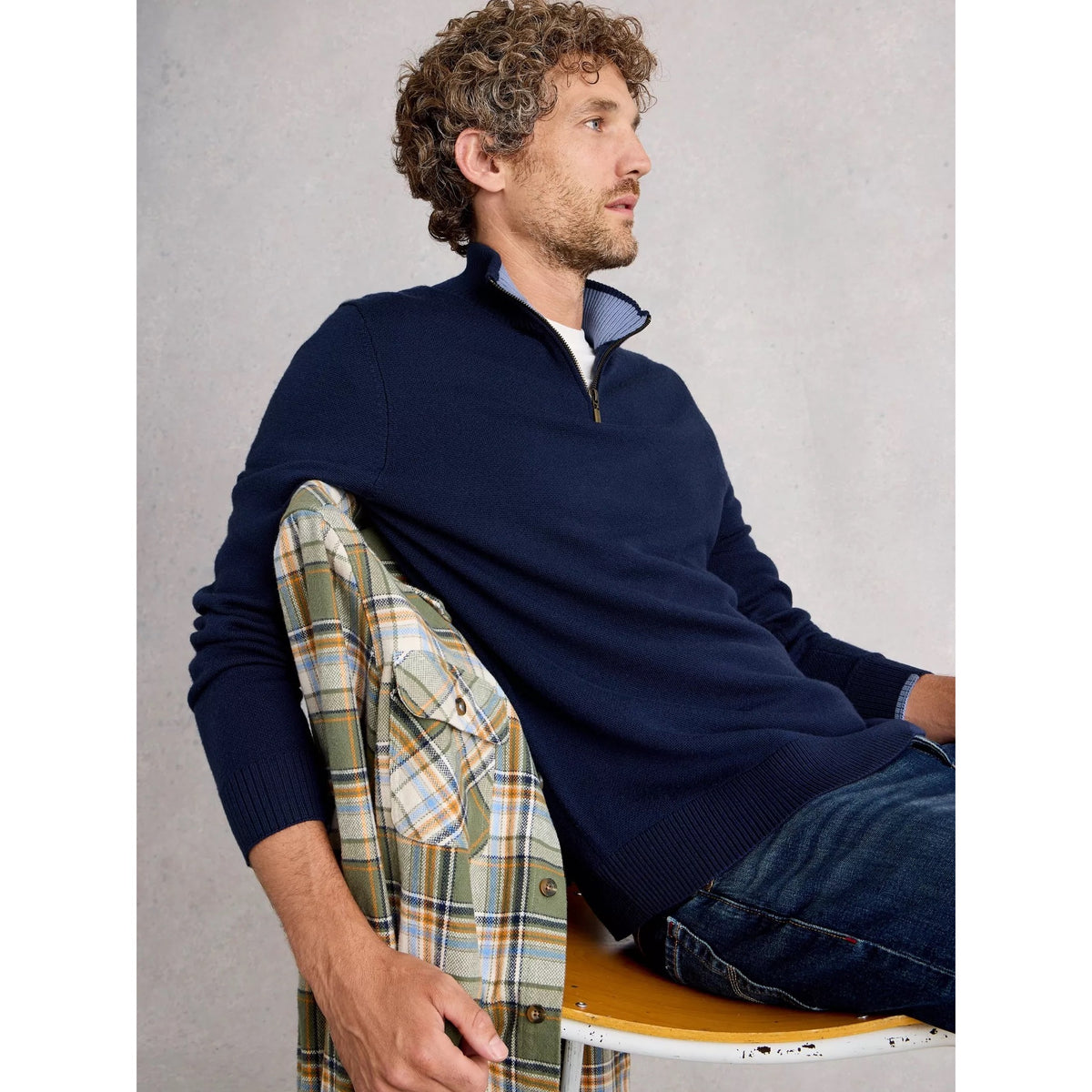 White Stuff Mens Newport Quarter Zip 444399 Navy Clothing M / Navy,L / Navy,XL / Navy,XXL / Navy