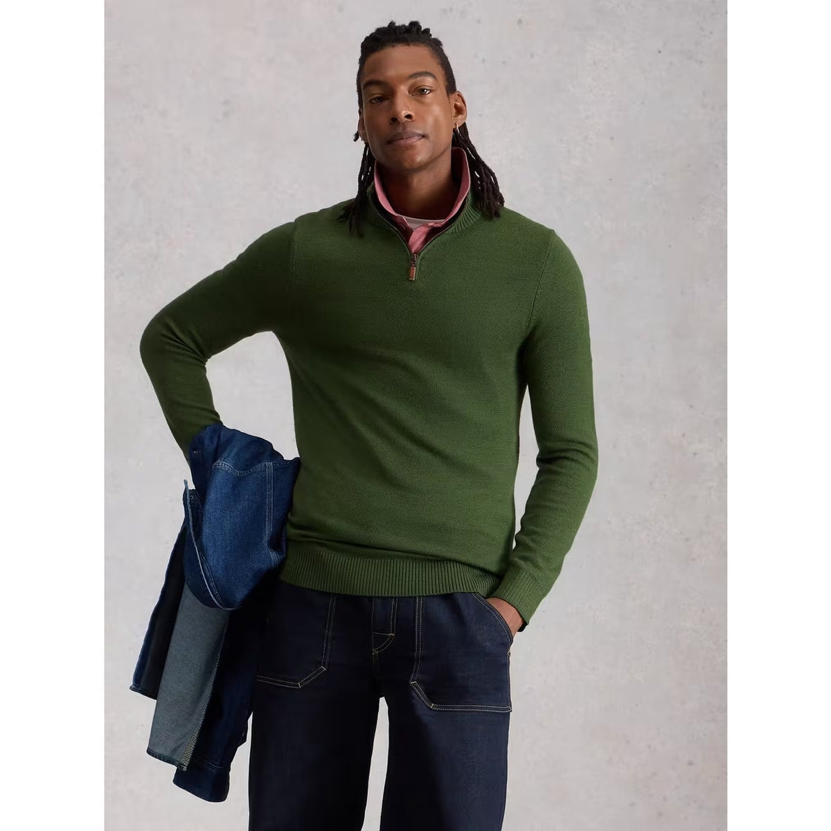 White Stuff Mens Newport Quarter Zip 445516 Khaki Clothing S / Khaki,M / Khaki,L / Khaki,XL / Khaki,XXL / Khaki