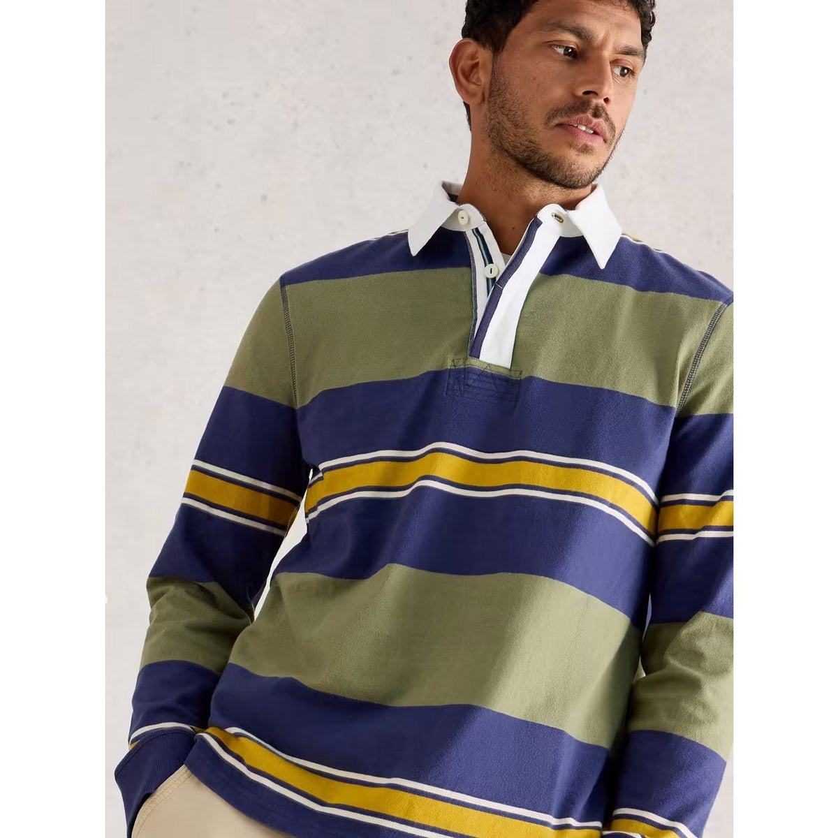 White Stuff Mens Rugby Shirt 444963 Green Multi Clothing M / Green,L / Green,XL / Green,XXL / Green