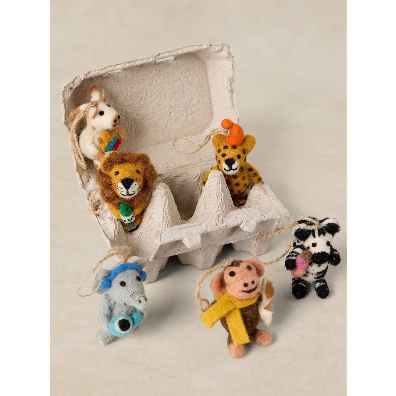 White Stuff Safari Animals Egg Box Decorations 447615 Accessories ONE SIZE / Multi