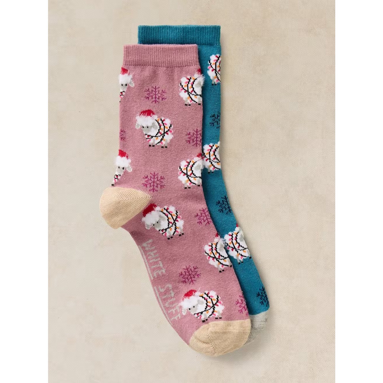 White Stuff Womens 2 Pack Socks 447496 Fluffy Christmas Sheep Clothing UK3-5 / Multi,UK6-8 / Multi