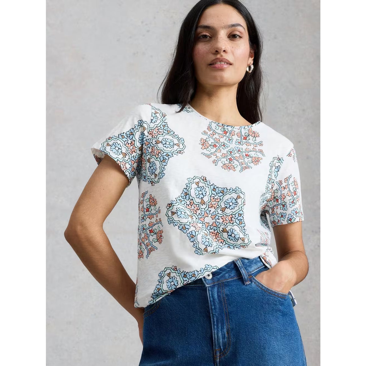 White Stuff Womens Abbie T-Shirt 445863 White Print