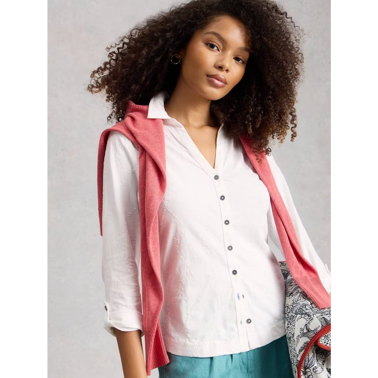 White Stuff Womens Annie Broderie Jersey Shirt 445368 White Clothing UK8 / White,UK10 / White,UK12 / White,UK14 / White,UK16 / White,UK18 / White