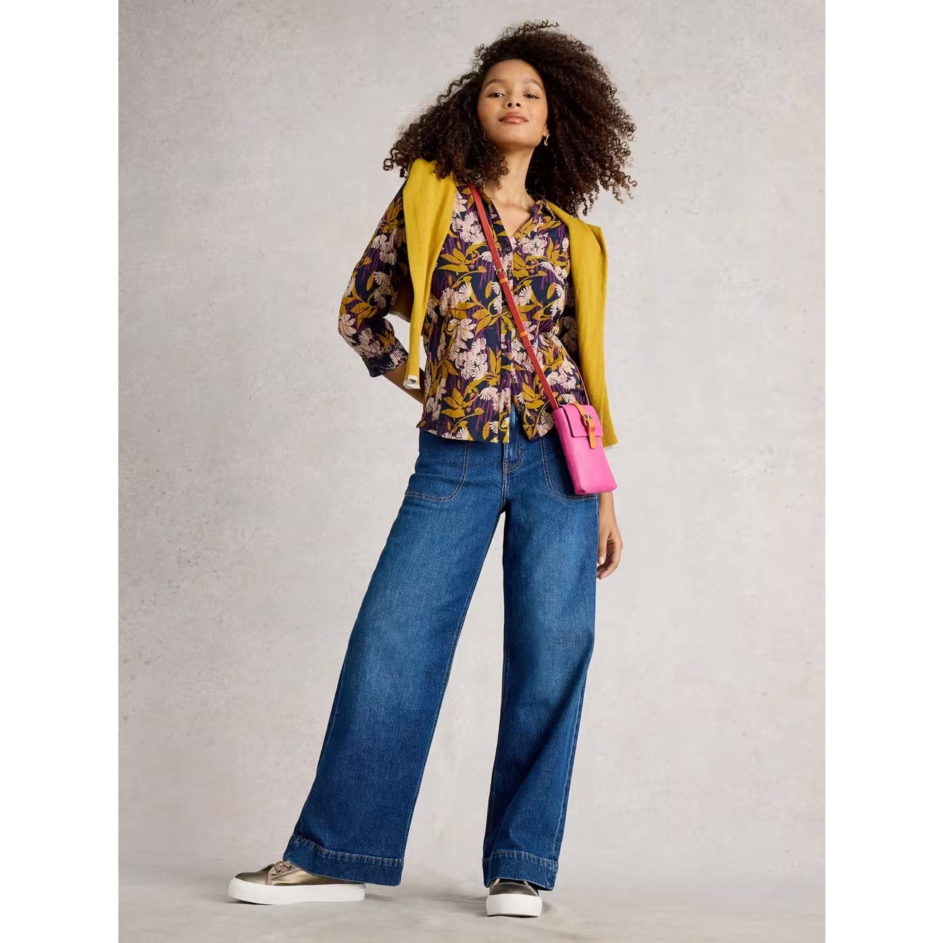 White Stuff Womens Annie Jersey Shirt 444331 Navy Mustard Print Clothing UK8 / Multi,UK10 / Multi,UK12 / Multi,UK14 / Multi,UK16 / Multi,UK18 / Multi