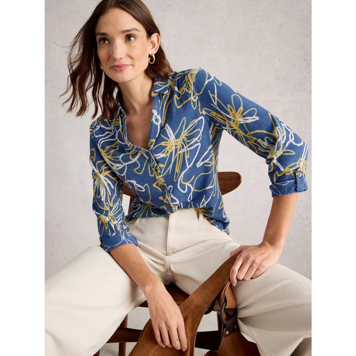 White Stuff Womens Annie Shirt 445365 Blue Print Clothing UK8 / Blue,UK10 / Blue,UK12 / Blue,UK14 / Blue,UK16 / Blue,UK18 / Blue