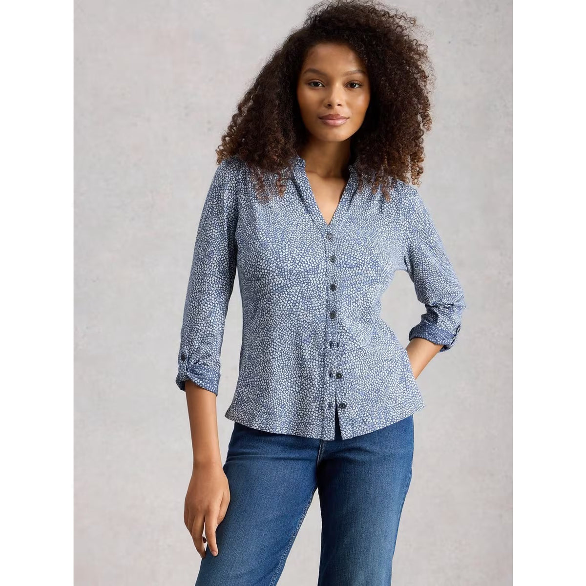 White Stuff Womens Annie Shirt 445795 Blue Mini Hearts Clothing UK8 / Blue,UK10 / Blue,UK12 / Blue,UK14 / Blue,UK16 / Blue,UK18 / Blue