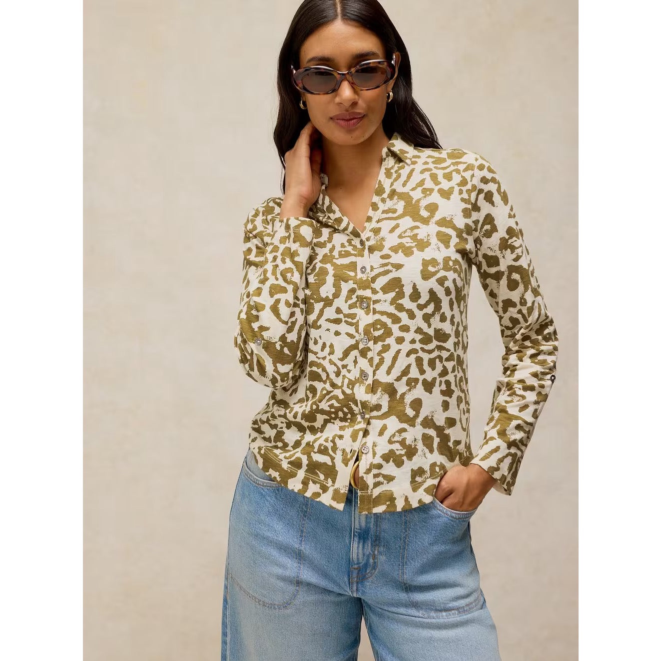 White Stuff Womens Annie Shirt 448611 Khaki Print Clothing UK8 / Khaki,UK10 / Khaki,UK12 / Khaki,UK14 / Khaki,UK16 / Khaki