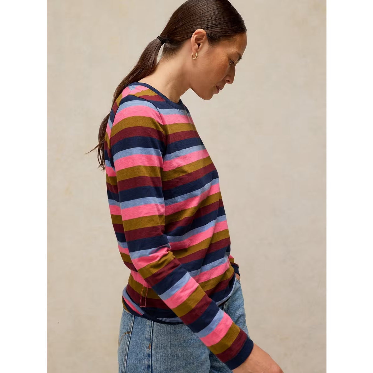White Stuff Womens Clara T-Shirt 447079 Pink Multi Stripe