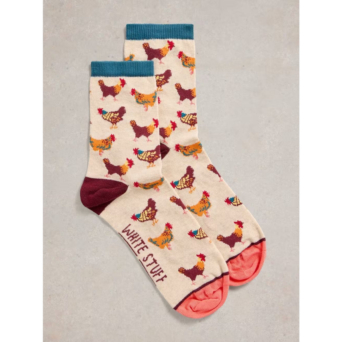 White Stuff Womens Clucky Hens Socks 442922 Natural Clothing UK3-5 / Natural