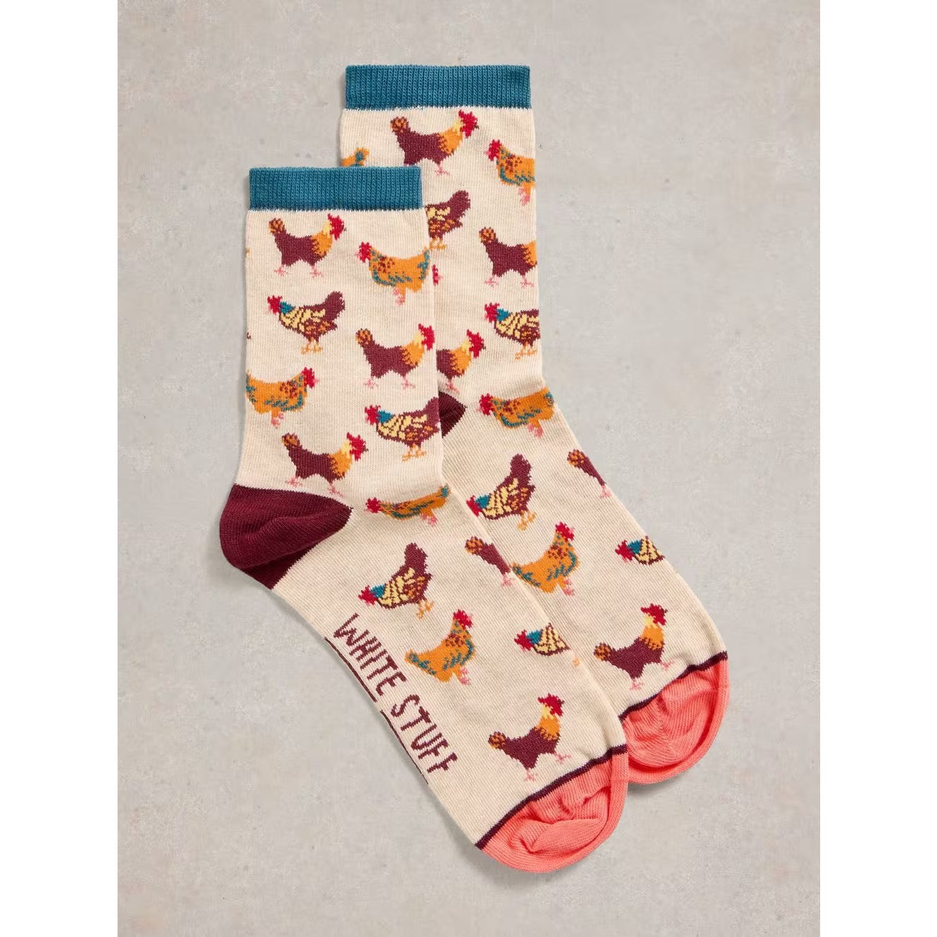 White Stuff Womens Clucky Hens Socks 442922 Natural Clothing UK3-5 / Natural
