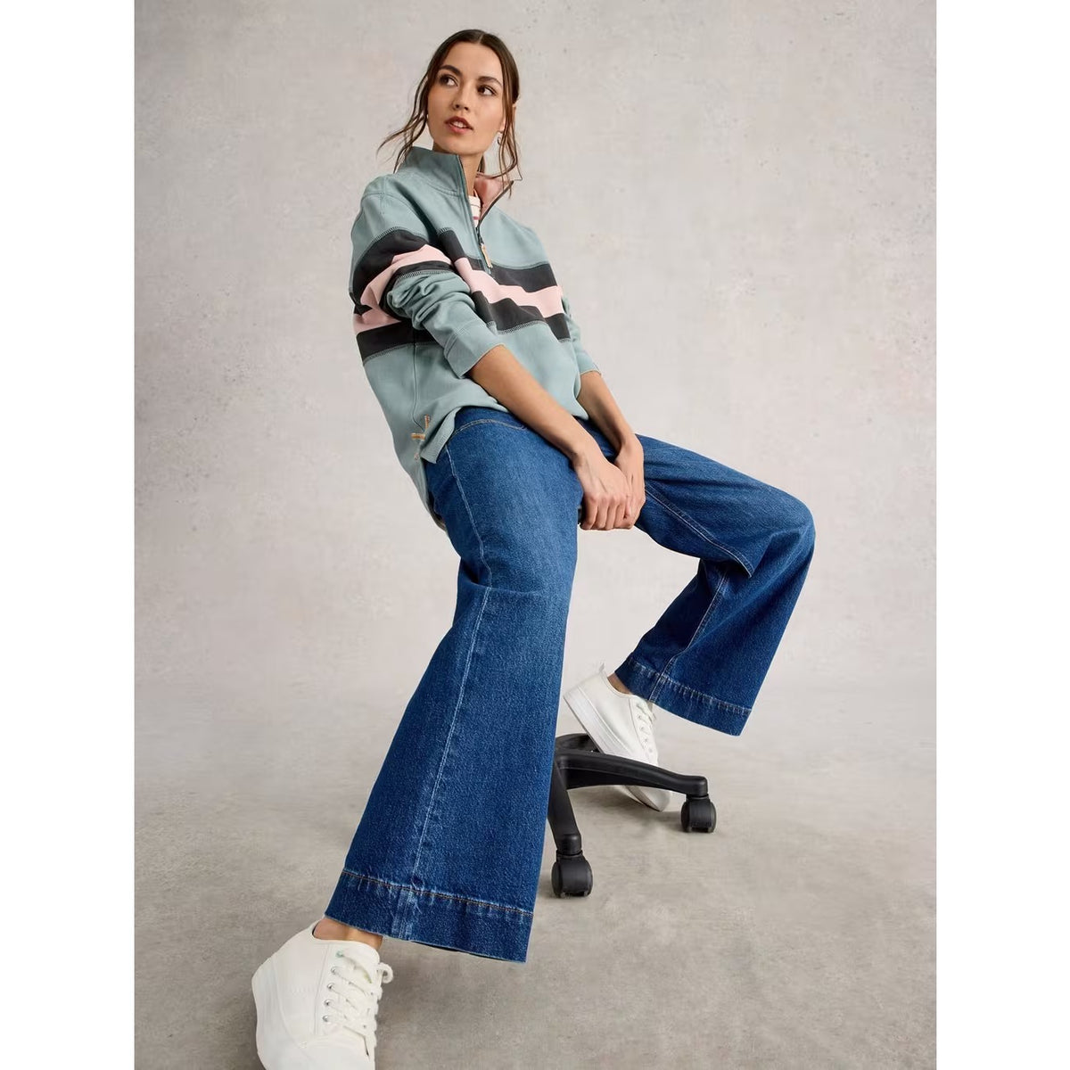 White Stuff Womens Colourblock Sweatshirt 445517 Seagrass Clothing S / Seagrass,M / Seagrass,L / Seagrass,XL / Seagrass