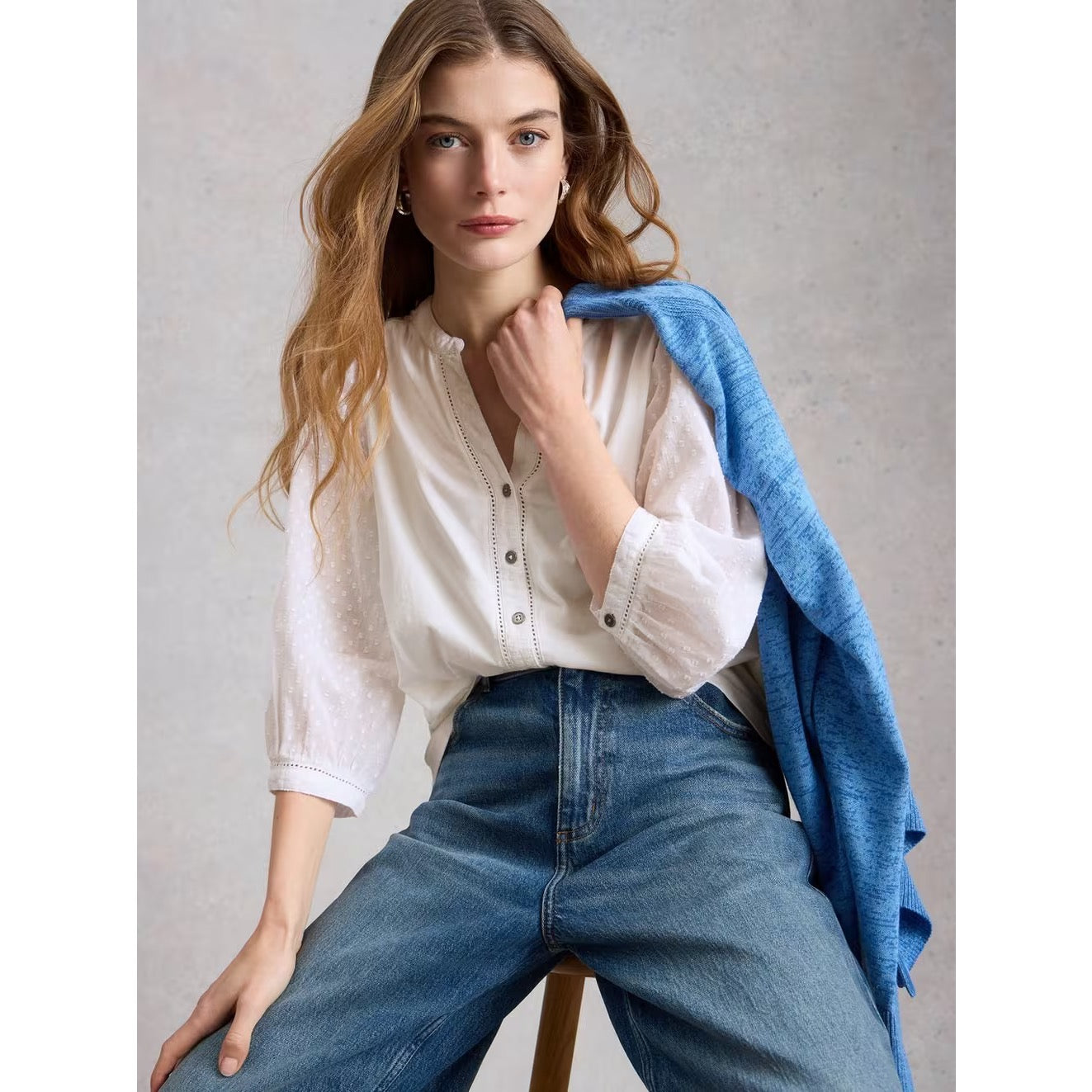 White Stuff Womens Daisy Dobby Mix Top 445358 White Clothing UK8 / White,UK10 / White,UK12 / White,UK14 / White,UK16 / White,UK18 / White