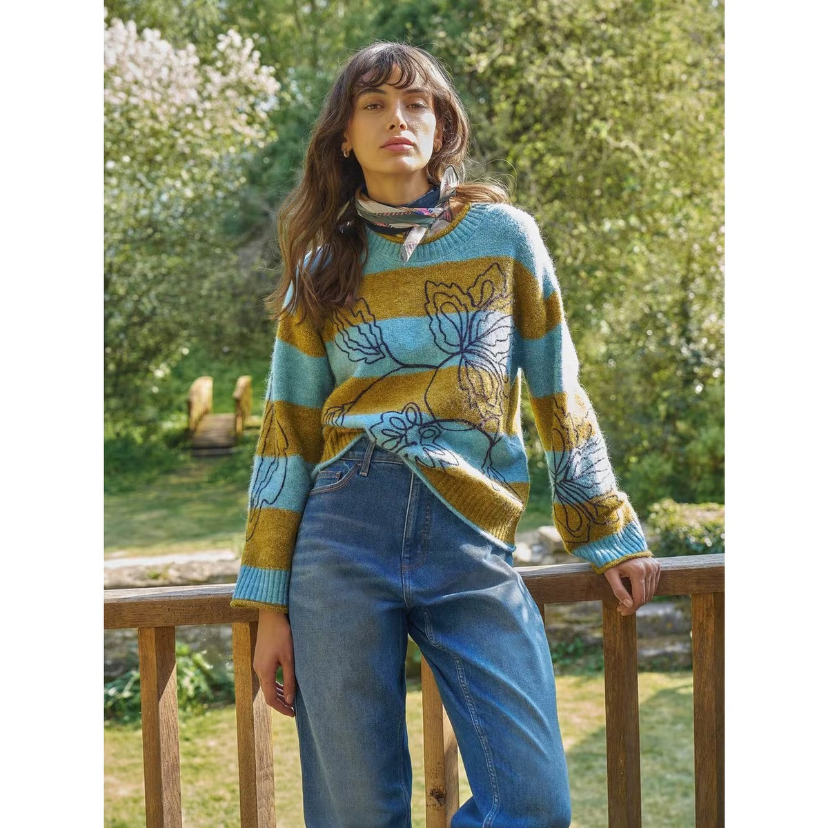 White Stuff Womens Emma Stripe Jumper 446751 Blue Khaki Clothing UK8 / Multi,UK10 / Multi,UK12 / Multi,UK14 / Multi,UK16 / Multi