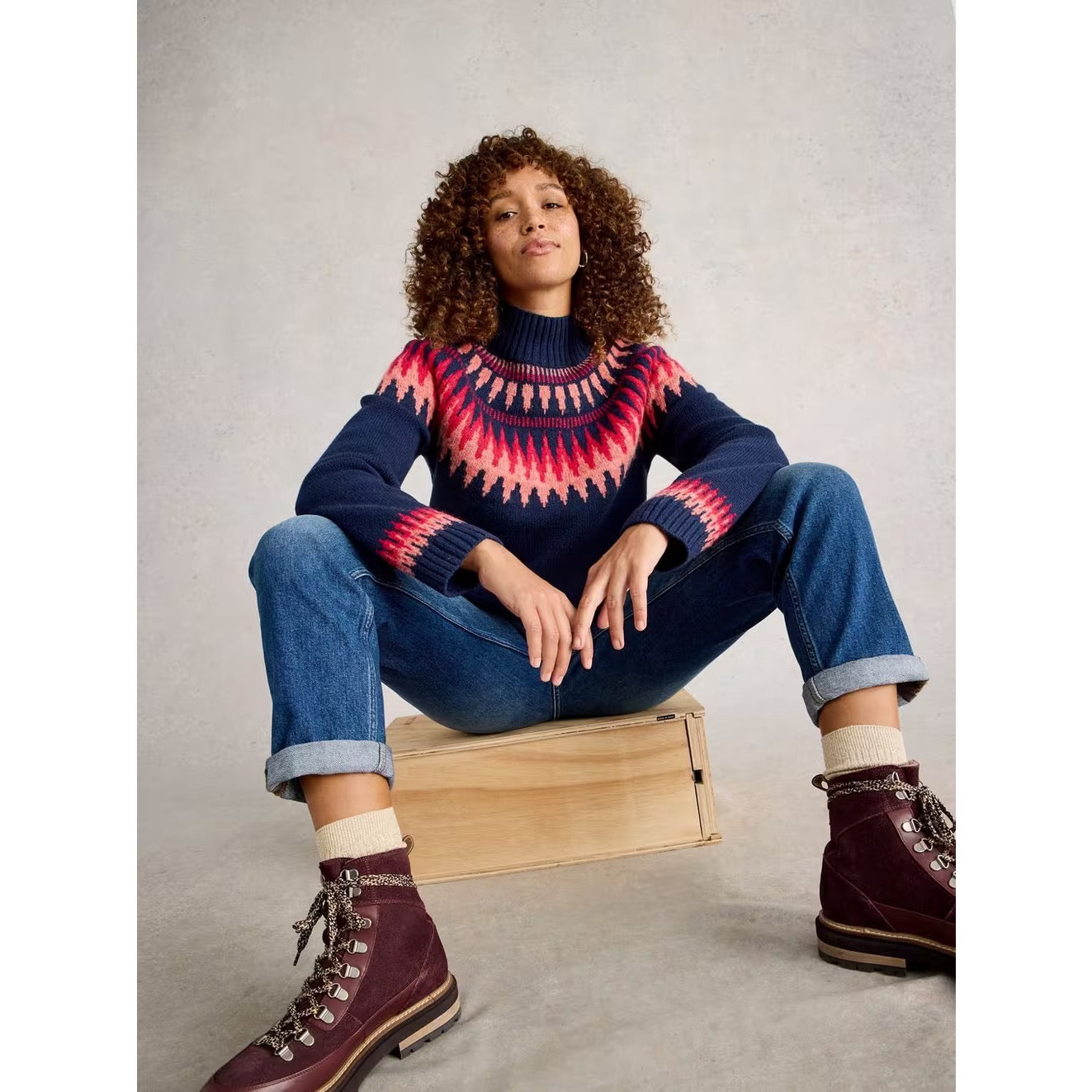 White Stuff Womens Fiona Fairisle Jumper 444675 Blue Clothing UK10 / Blue,UK12 / Blue,UK14 / Blue,UK16 / Blue