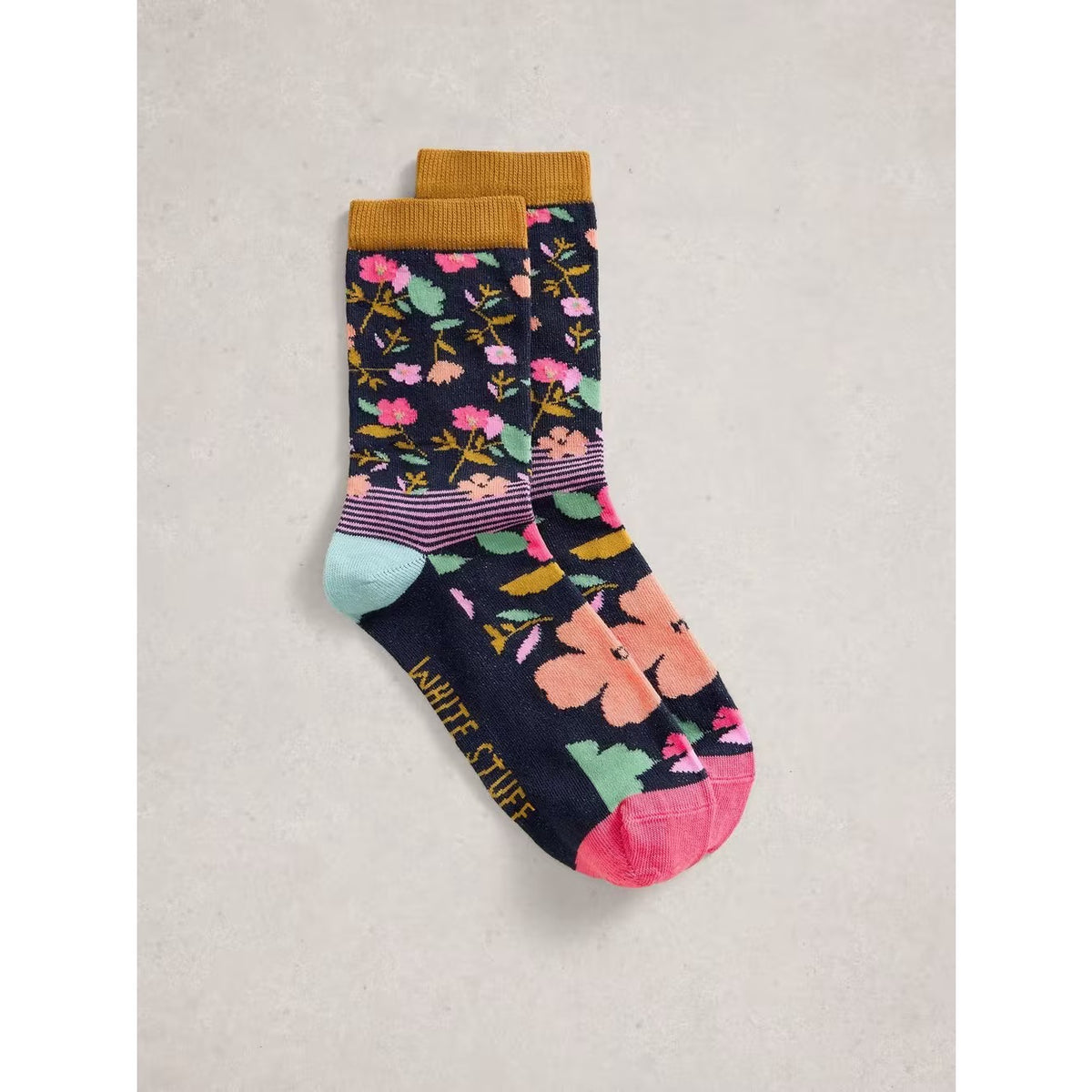 White Stuff Womens Floral Stripe Socks 445152 Navy Clothing UK3-5 / Navy,UK6-8 / Navy
