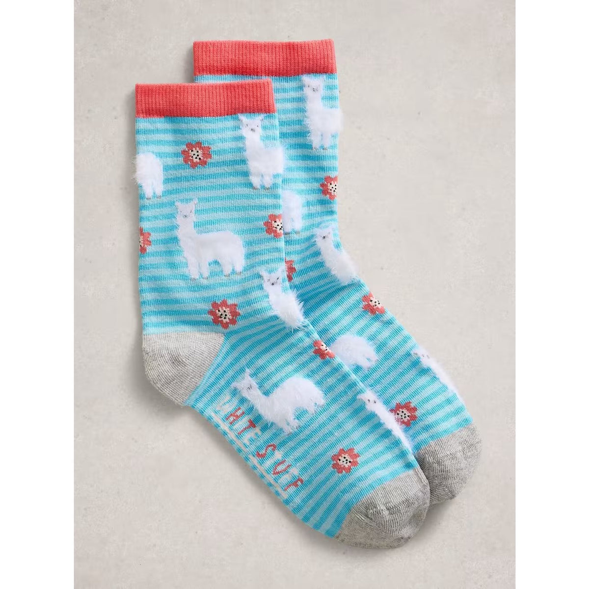White Stuff Womens Fluffy Socks 445173 Blue Llama Clothing UK3-5 / Blue,UK6-8 / Blue