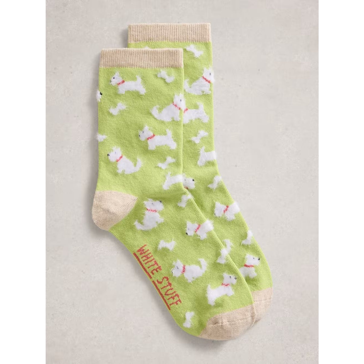 White Stuff Womens Fluffy Socks 445177 Green Dogs Clothing UK3-5 / Green,UK6-8 / Green